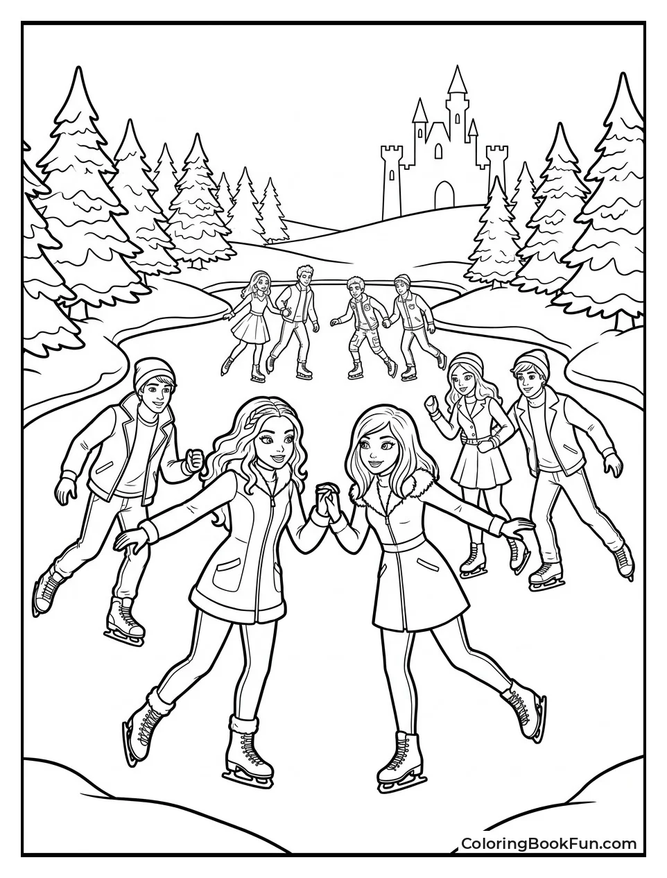 Kids Skate on Frozen Lake