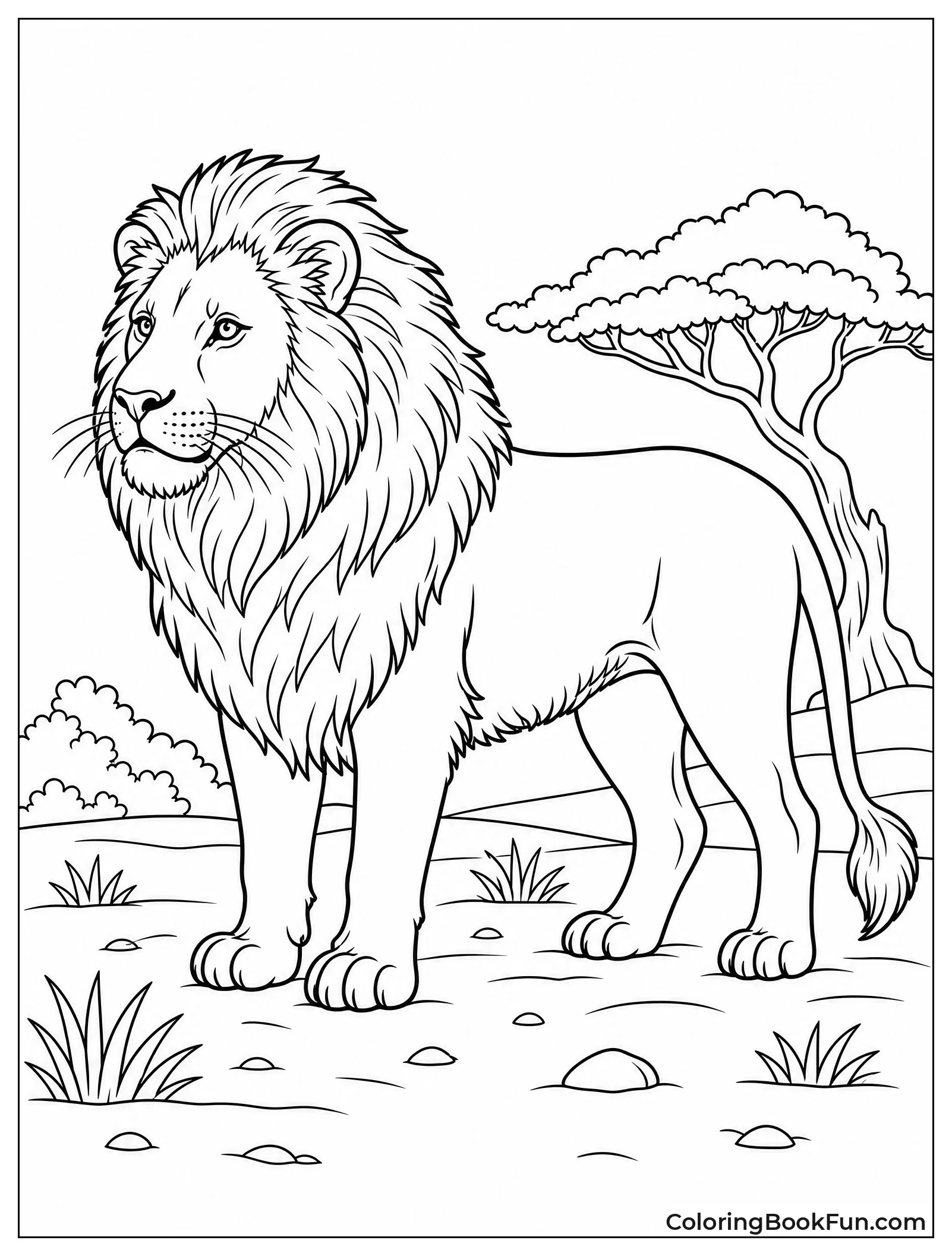 Realistic Lion with Detailed Fur