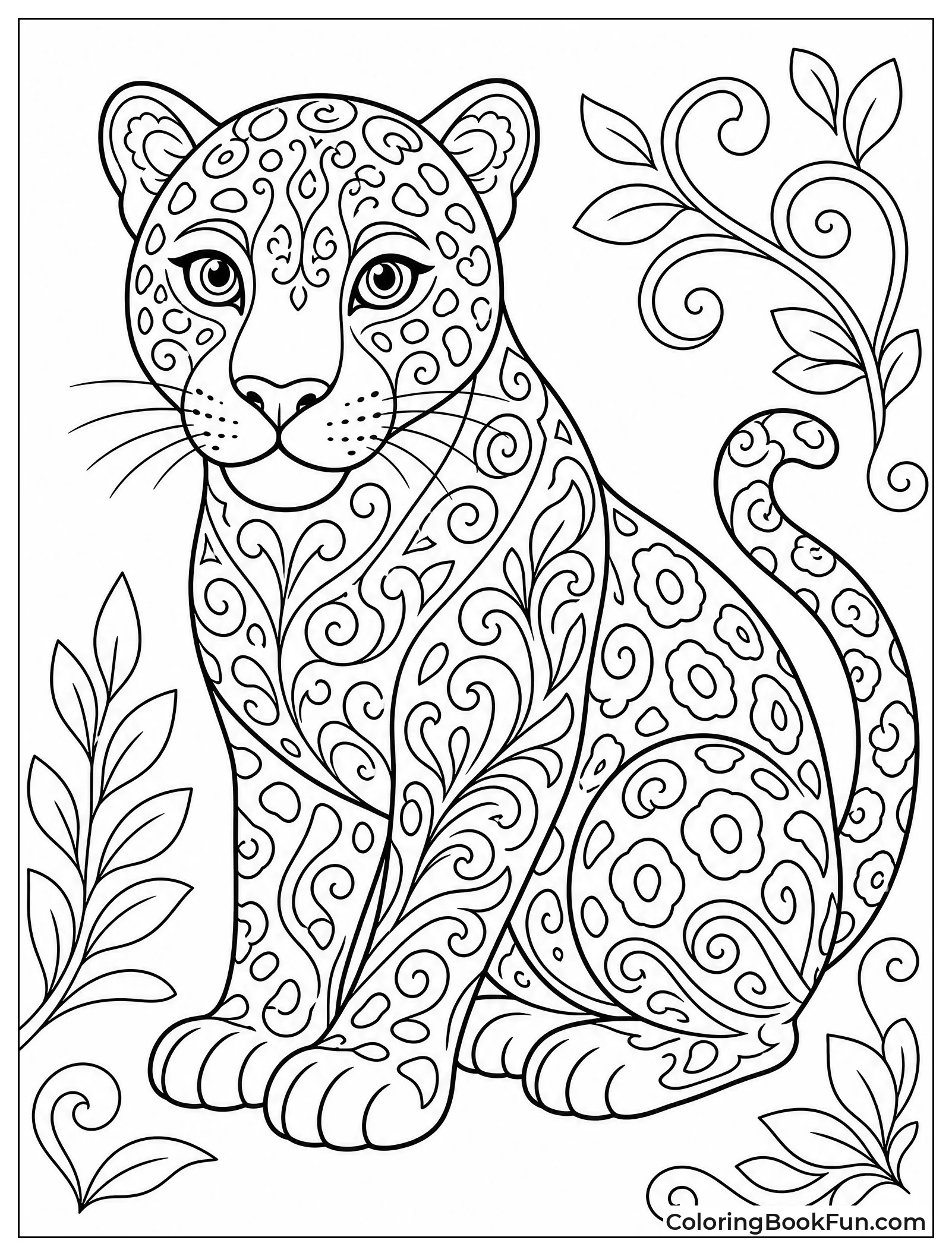 Mandala Jaguar with Swirling Patterns