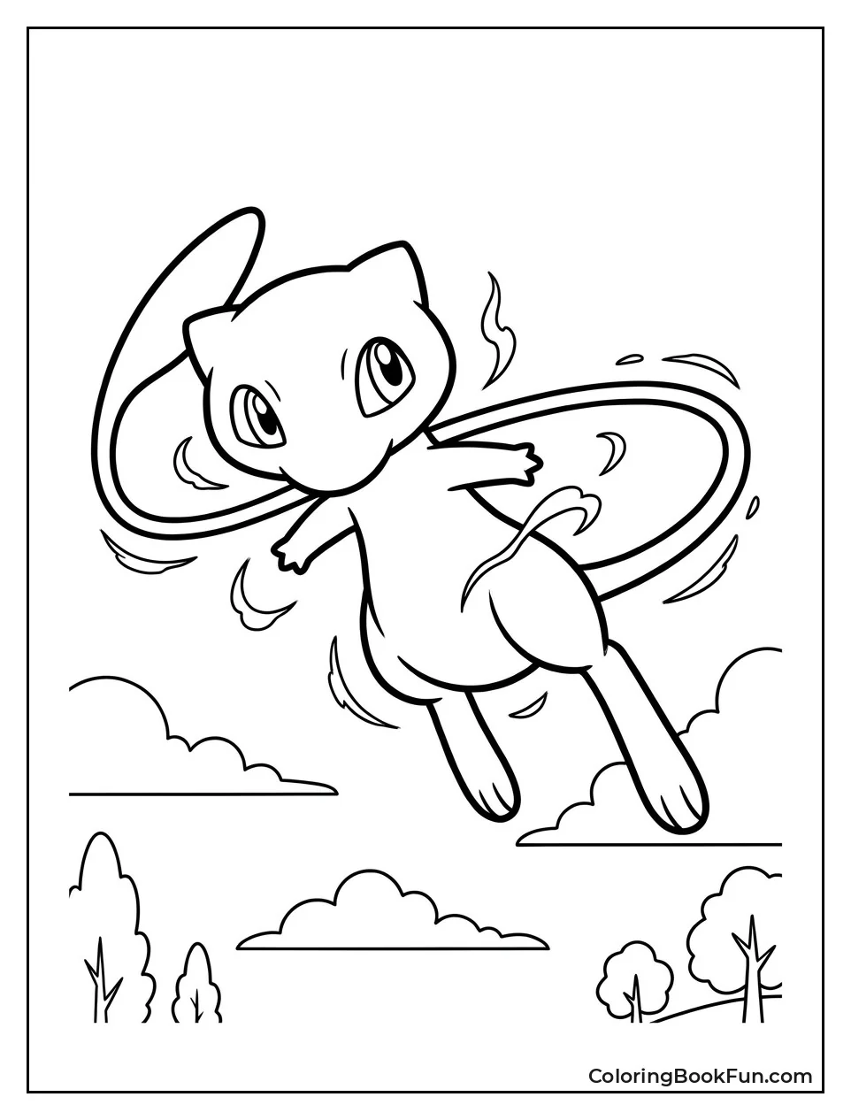 Mew Soaring through Open Sky