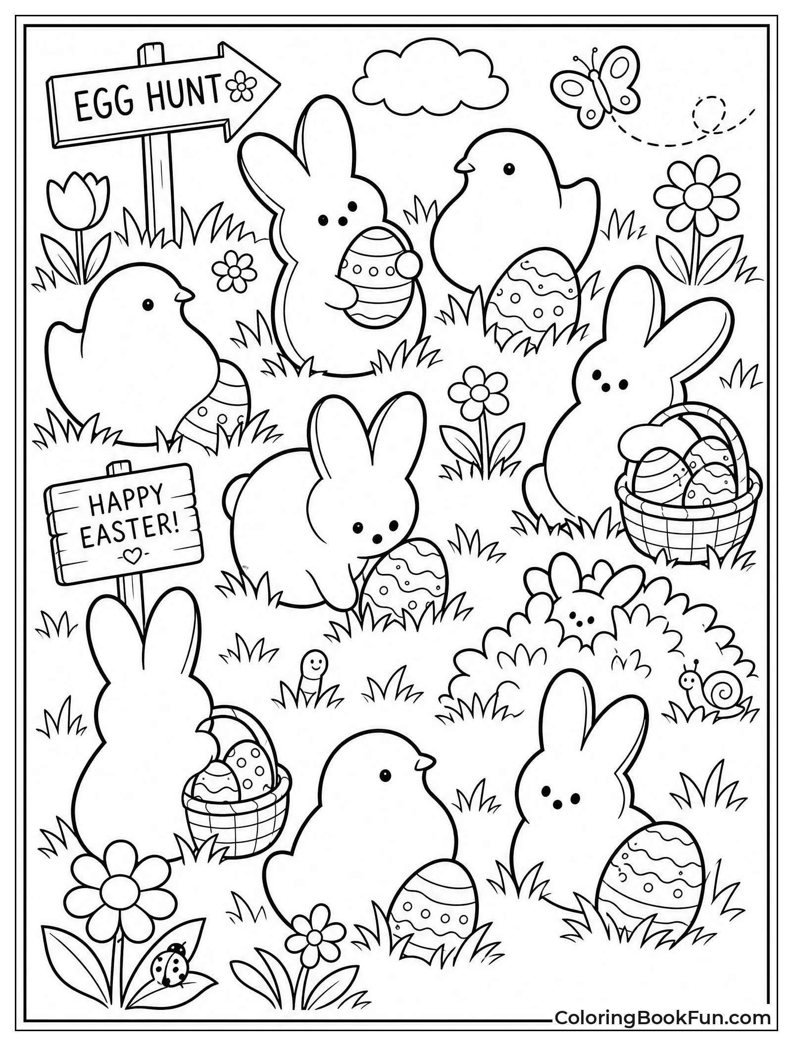 Peeps Hunting for Easter Eggs