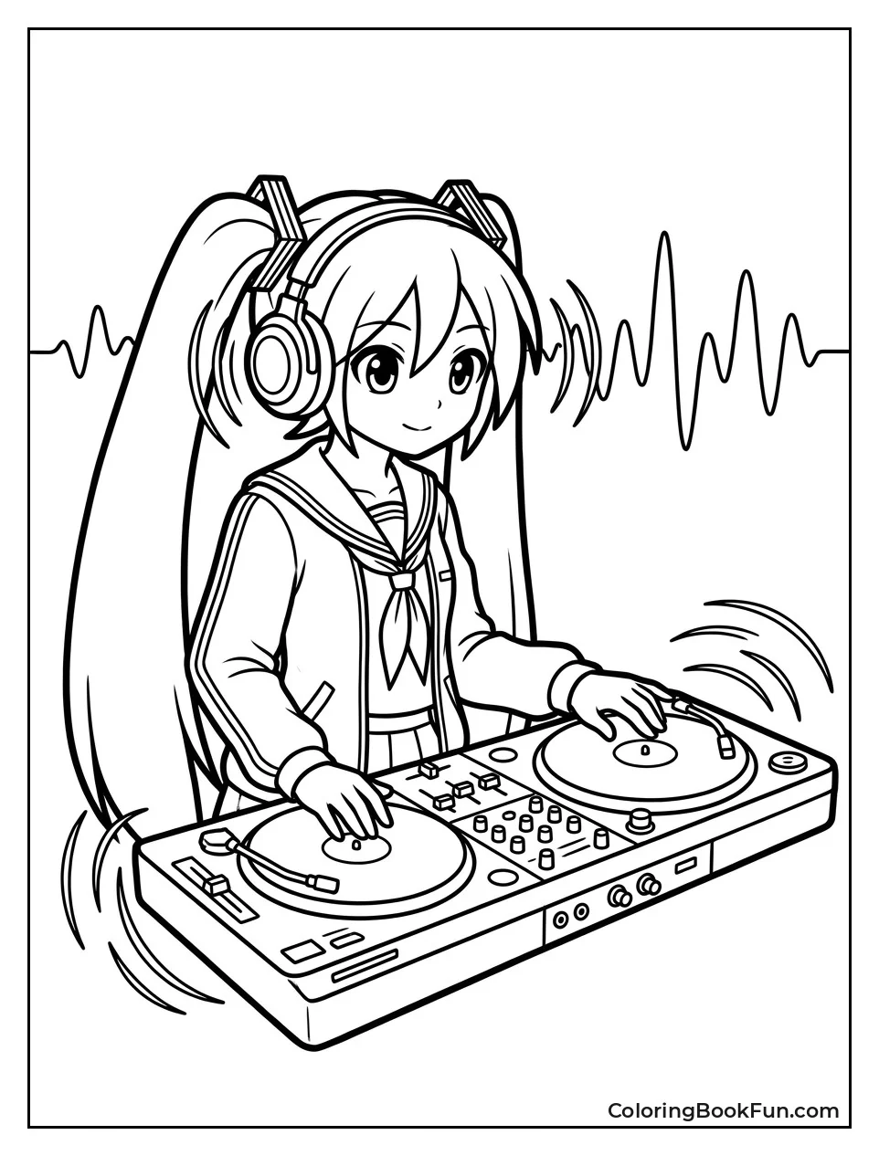 Miku Mixes Music at Turntables