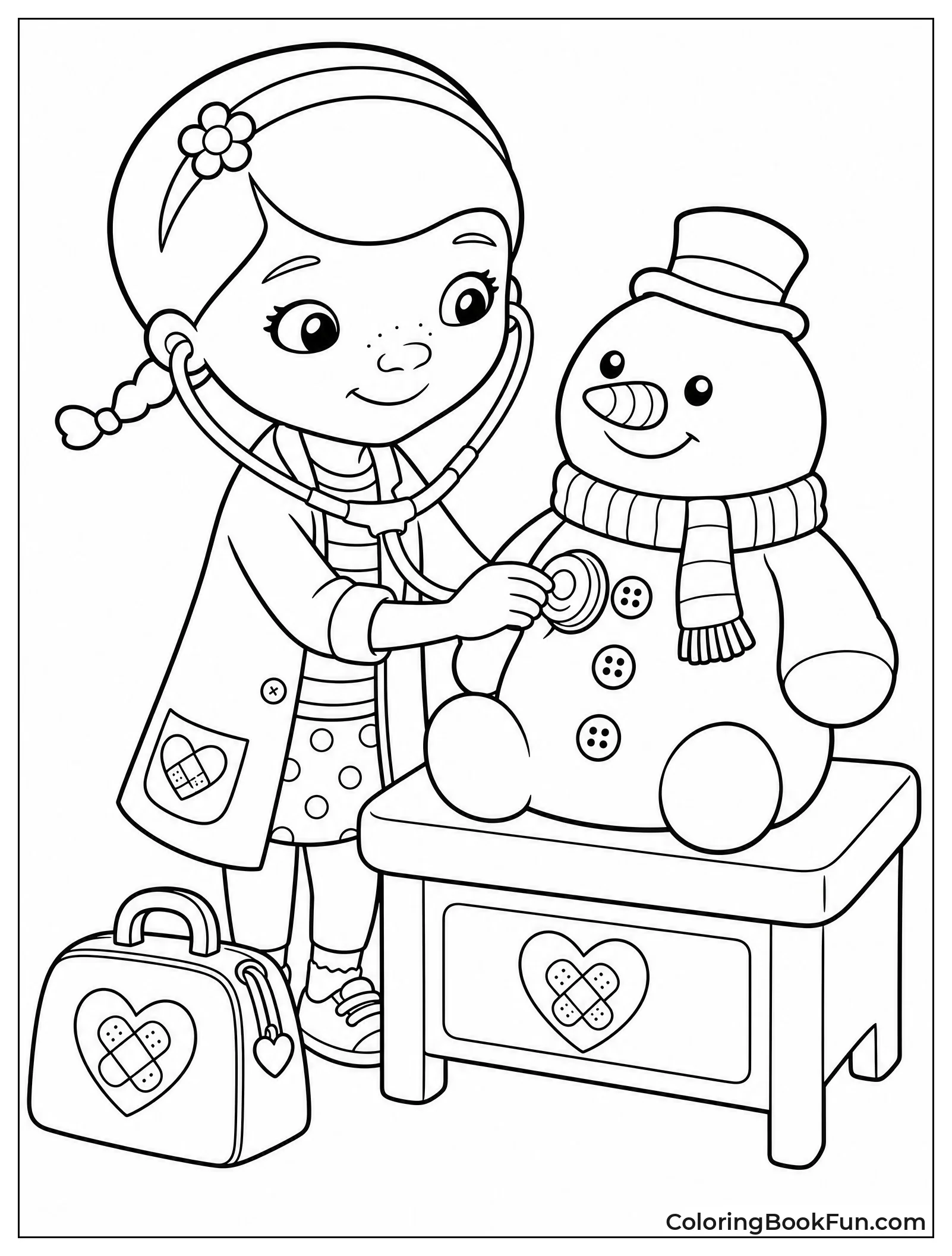 Doc Checking Chilly the Snowman