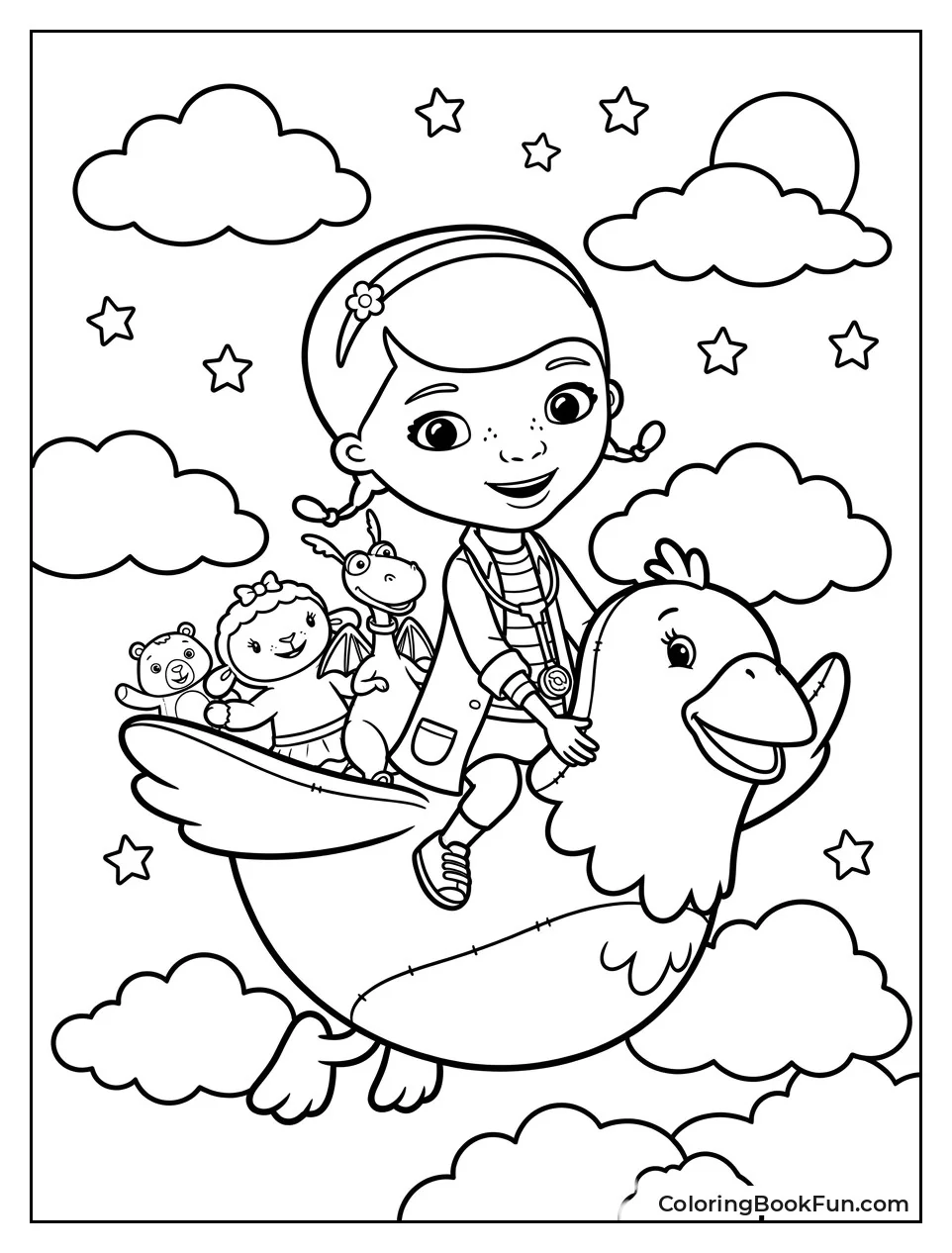 Friends Flying on Giant Toy Bird