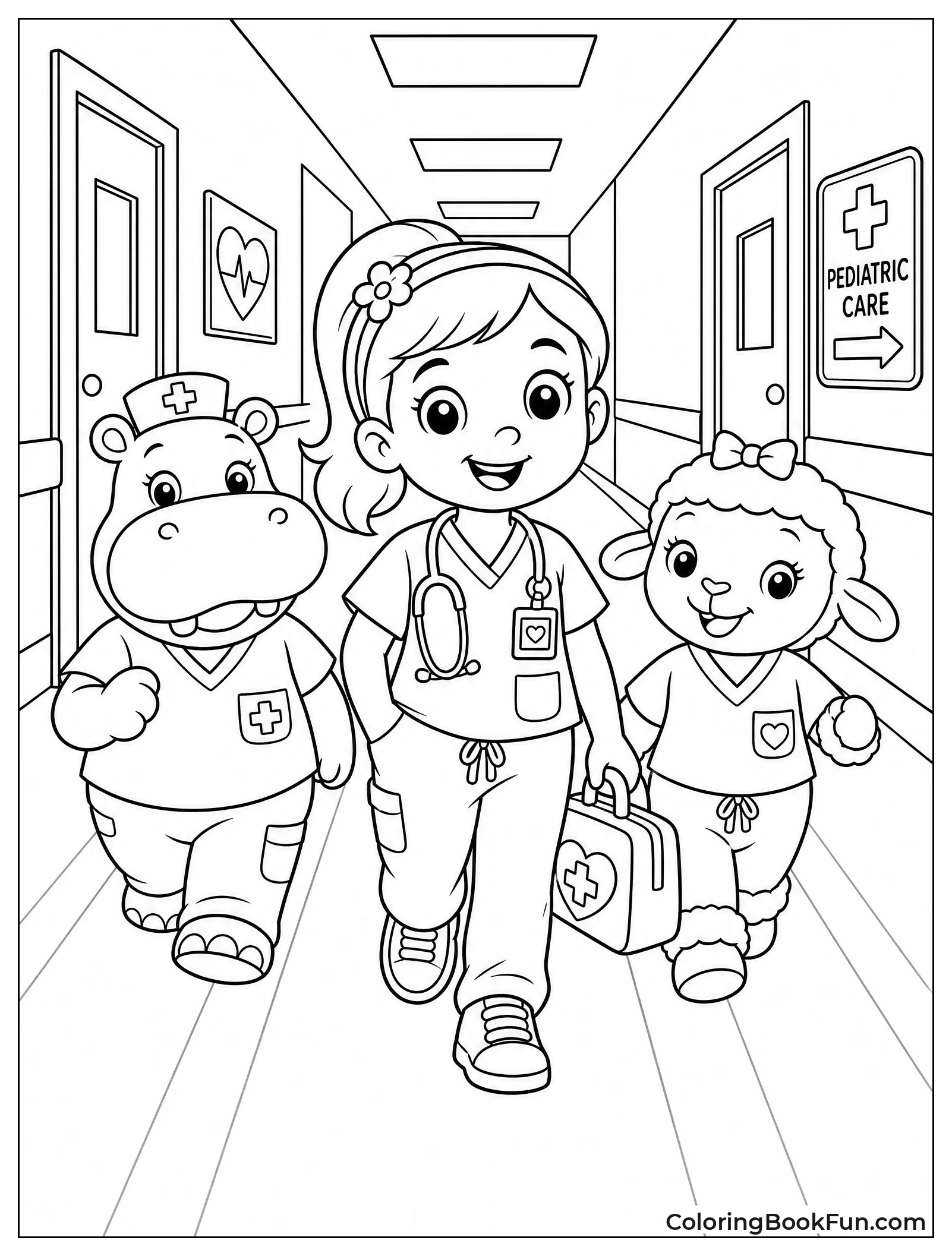 Toy Medics Walking Down Hallway