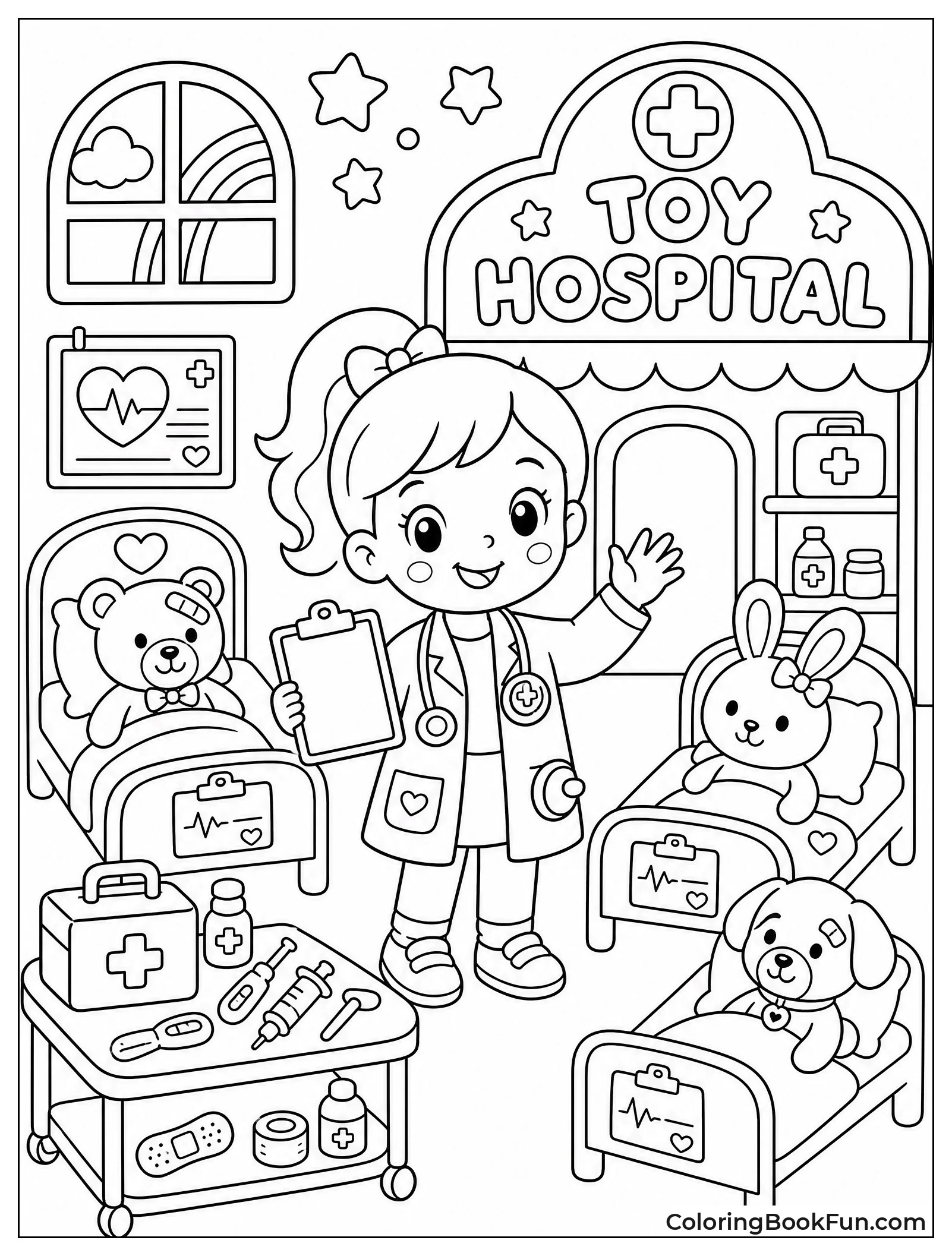 Inside Toy Hospital with Beds