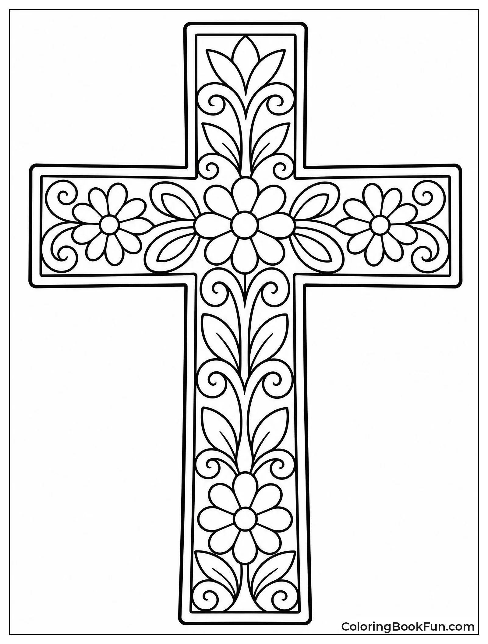 Big Cross with Floral Designs
