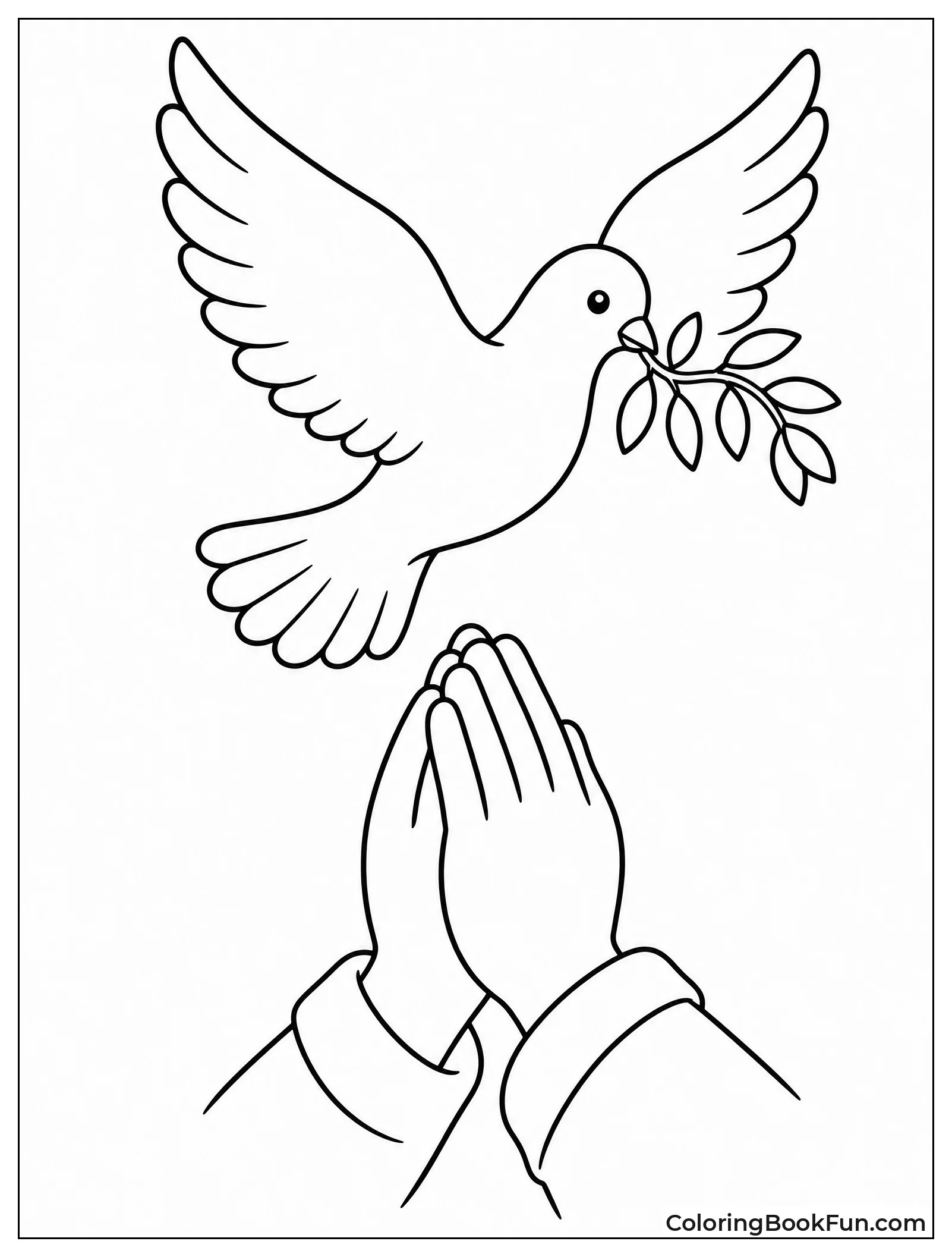 Dove Above Child's Praying Hands