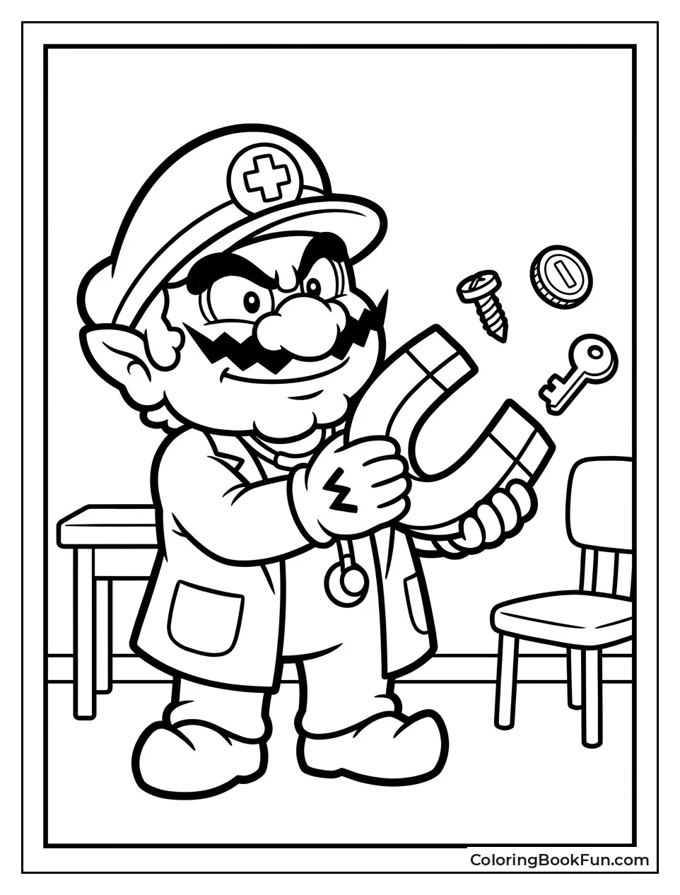 Baby Wario Holds a Magnet