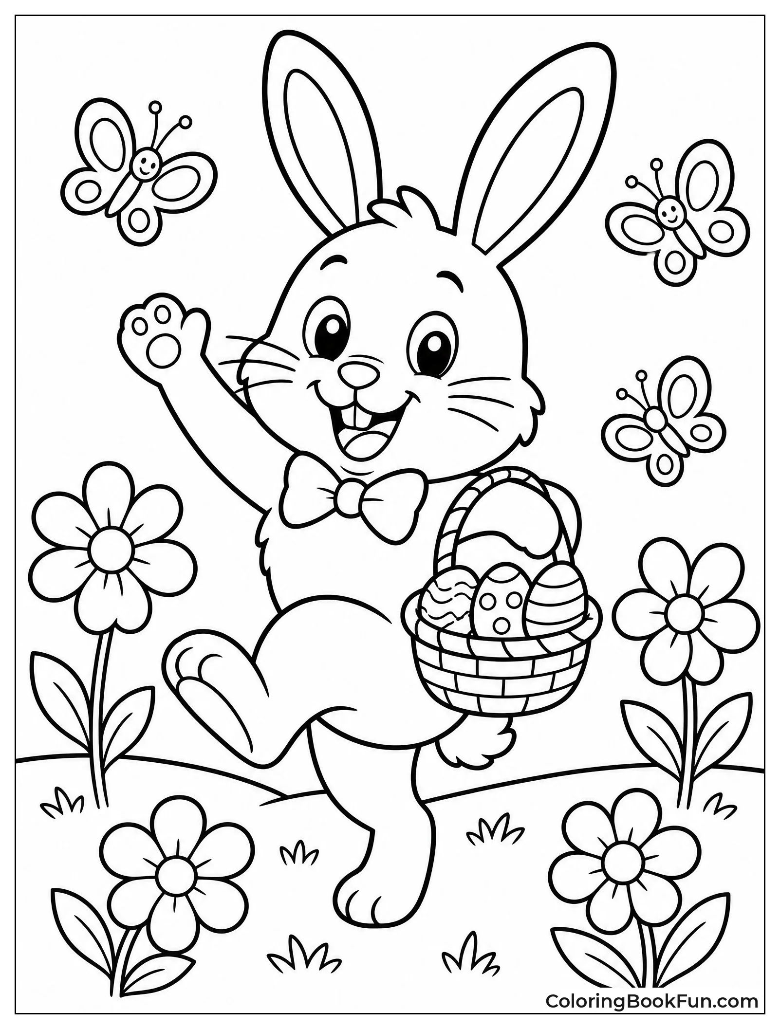 Bunny Dancing in Flower Meadow