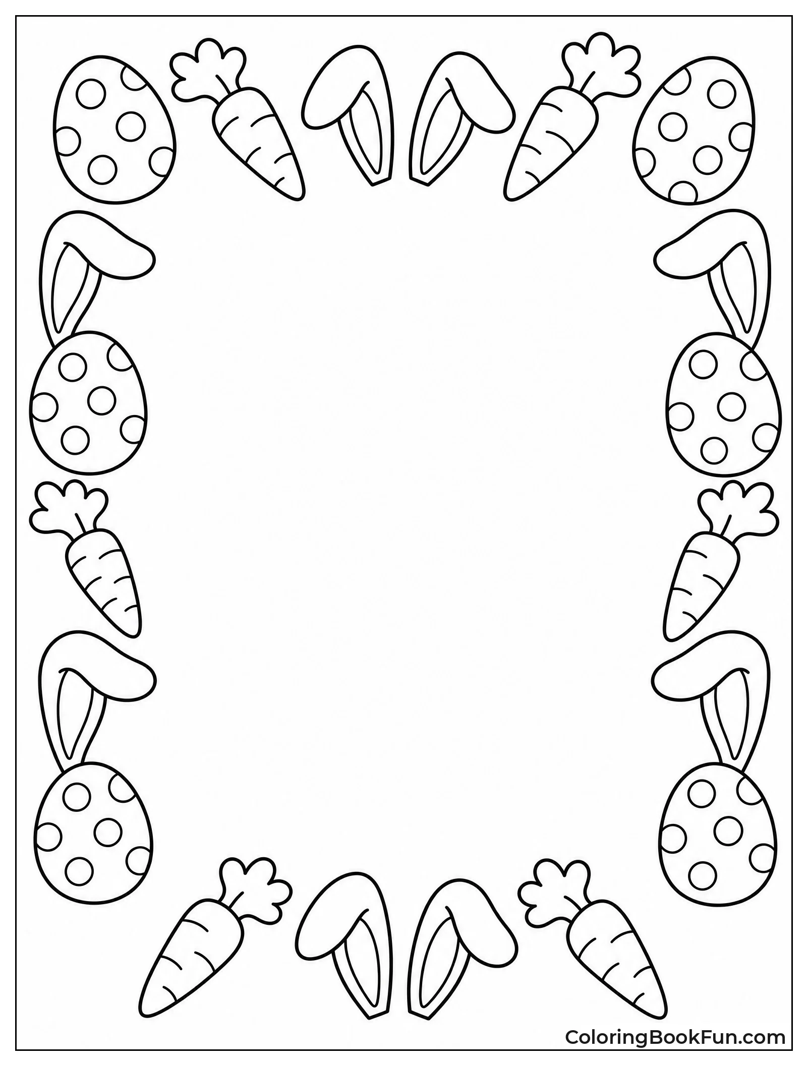 Border of Bunny Ears and Eggs