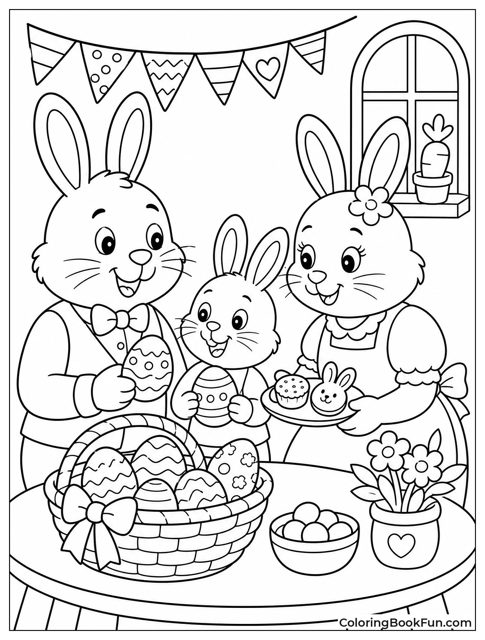 Bunny Family Sharing Easter Treats