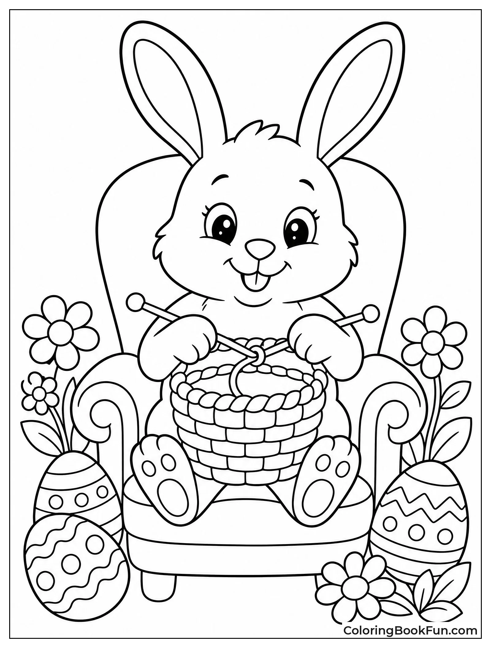 Bunny Knitting Basket in Chair