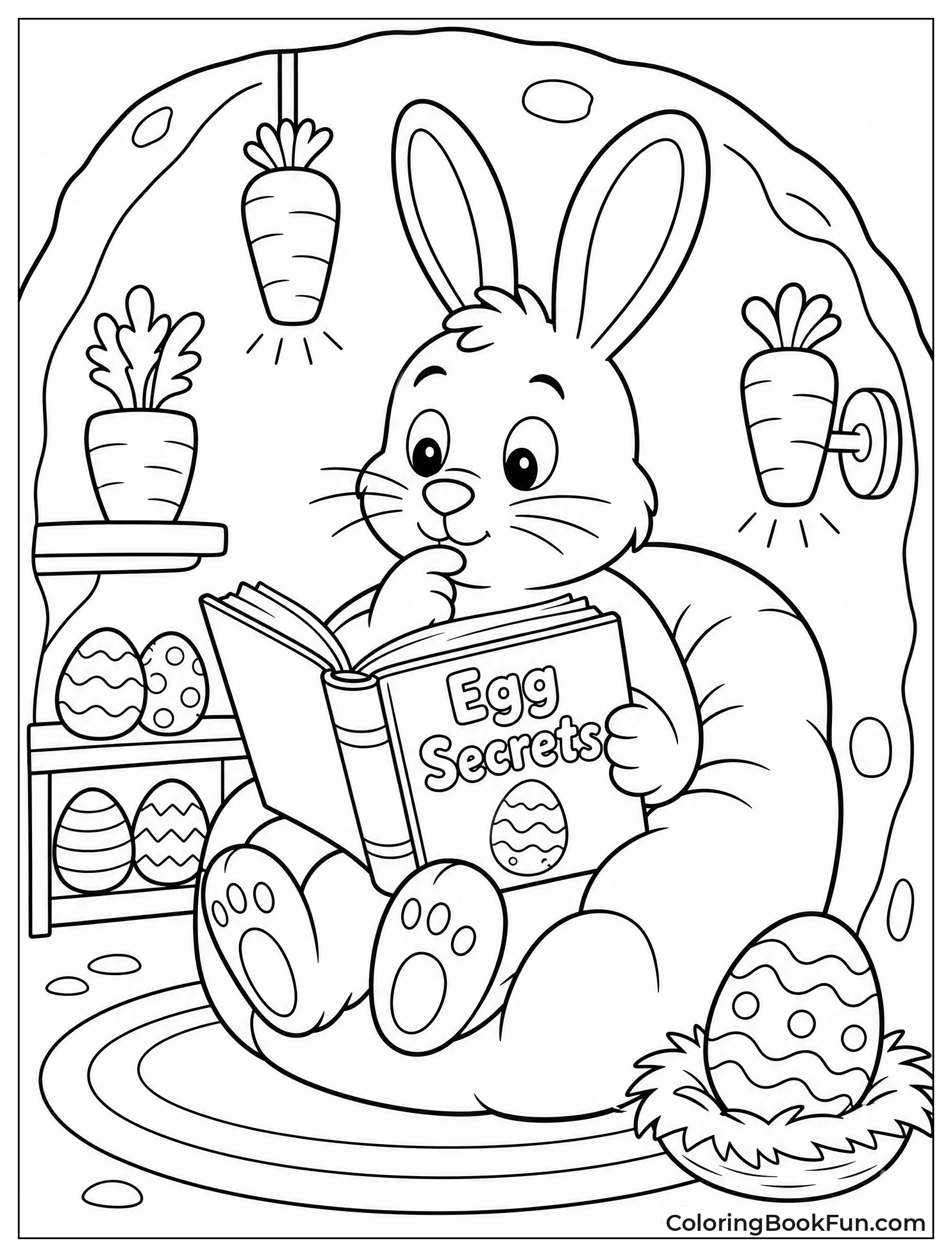 Bunny Reading Book in Burrow