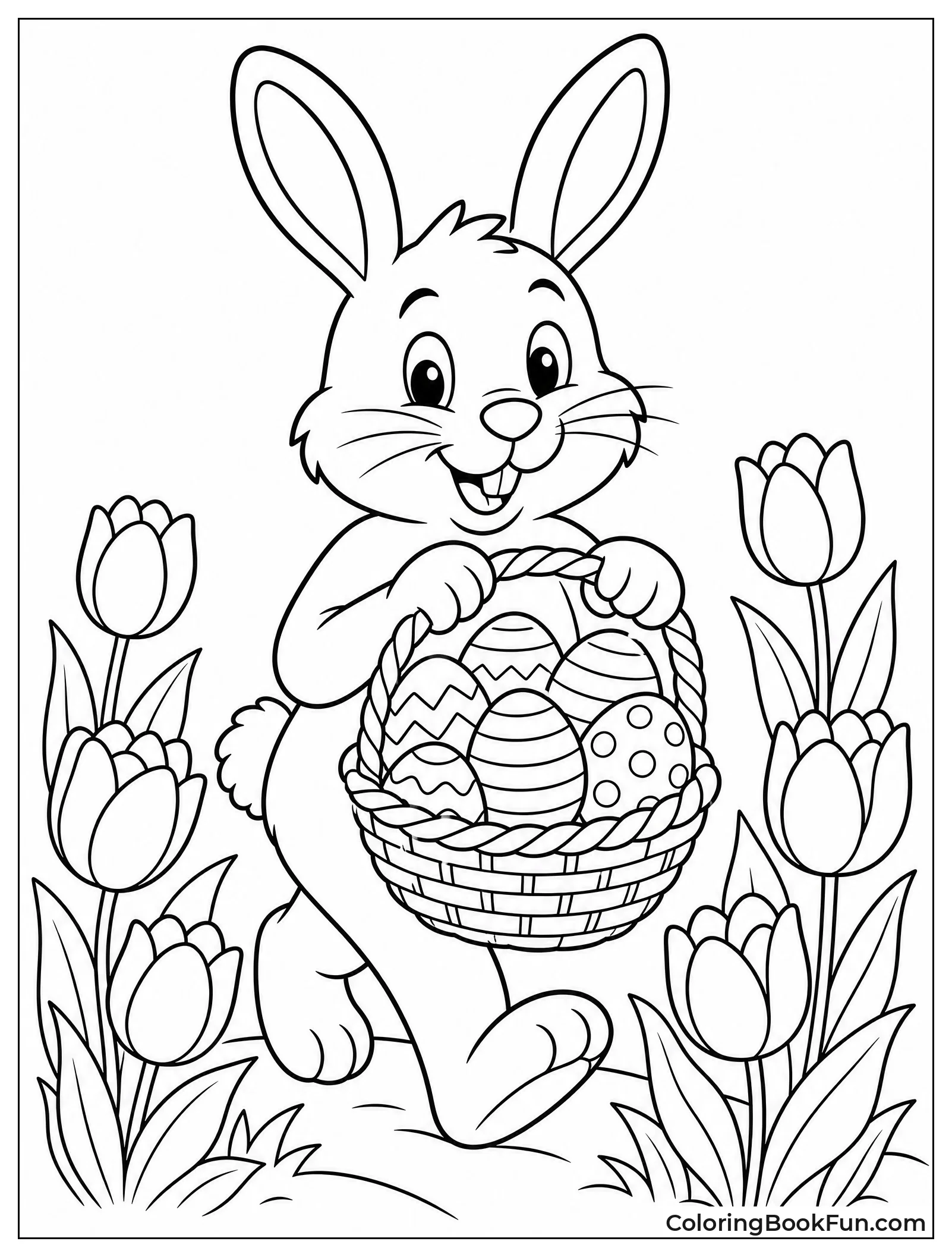 Bunny Strolling with Full Basket