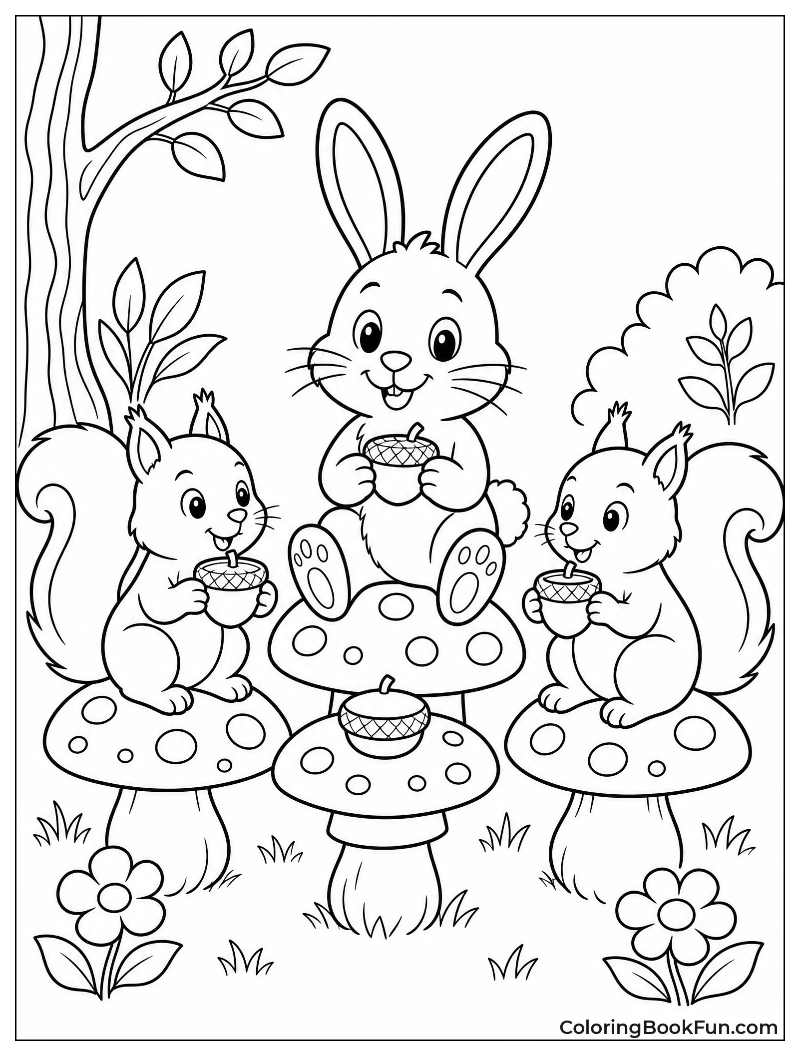 Bunny Having Tea with Squirrels