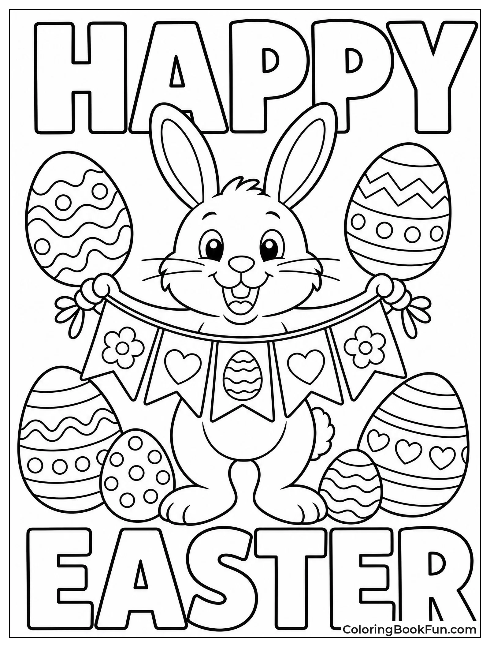 Bunny Holding Happy Easter Sign
