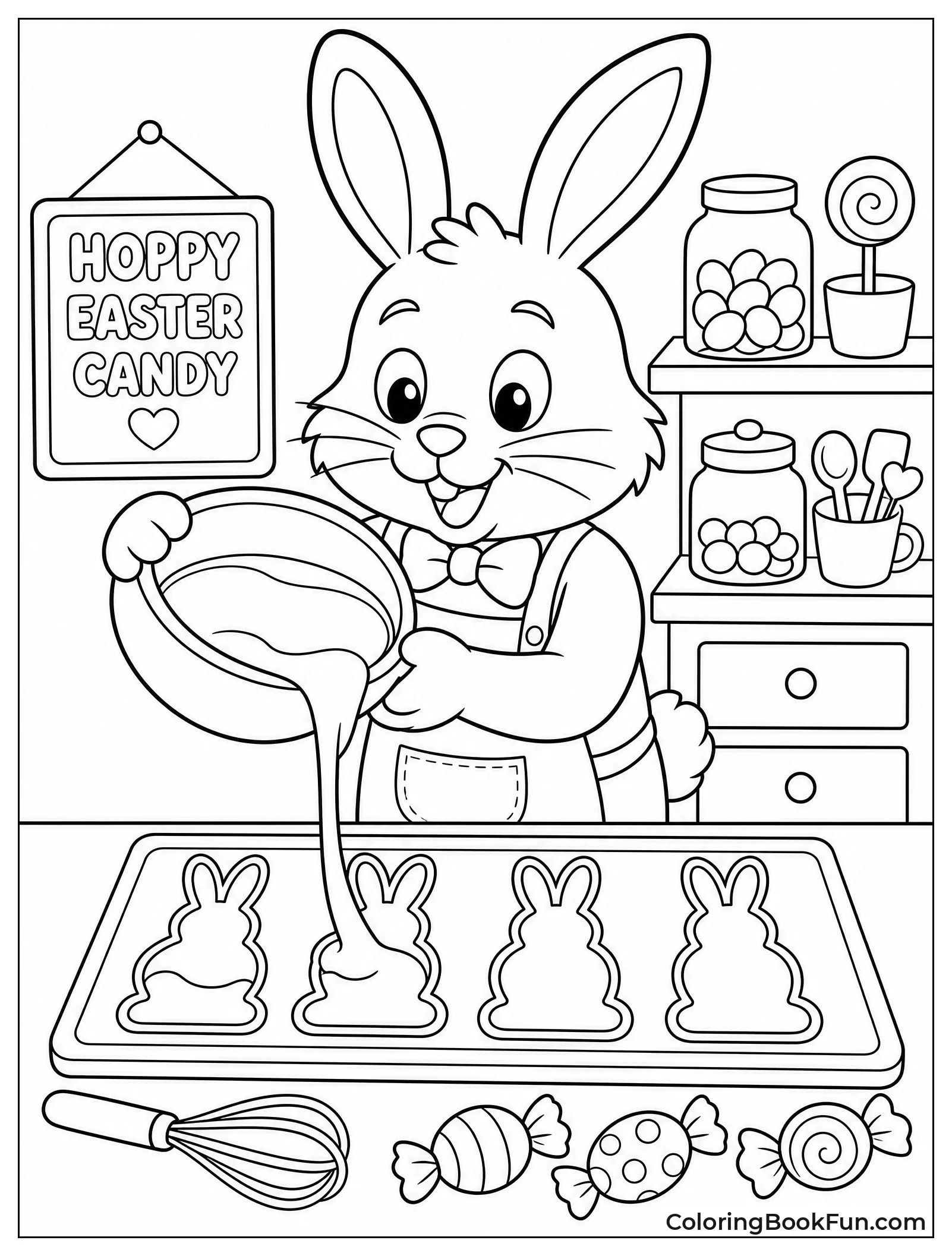 Bunny Pouring Chocolate into Molds