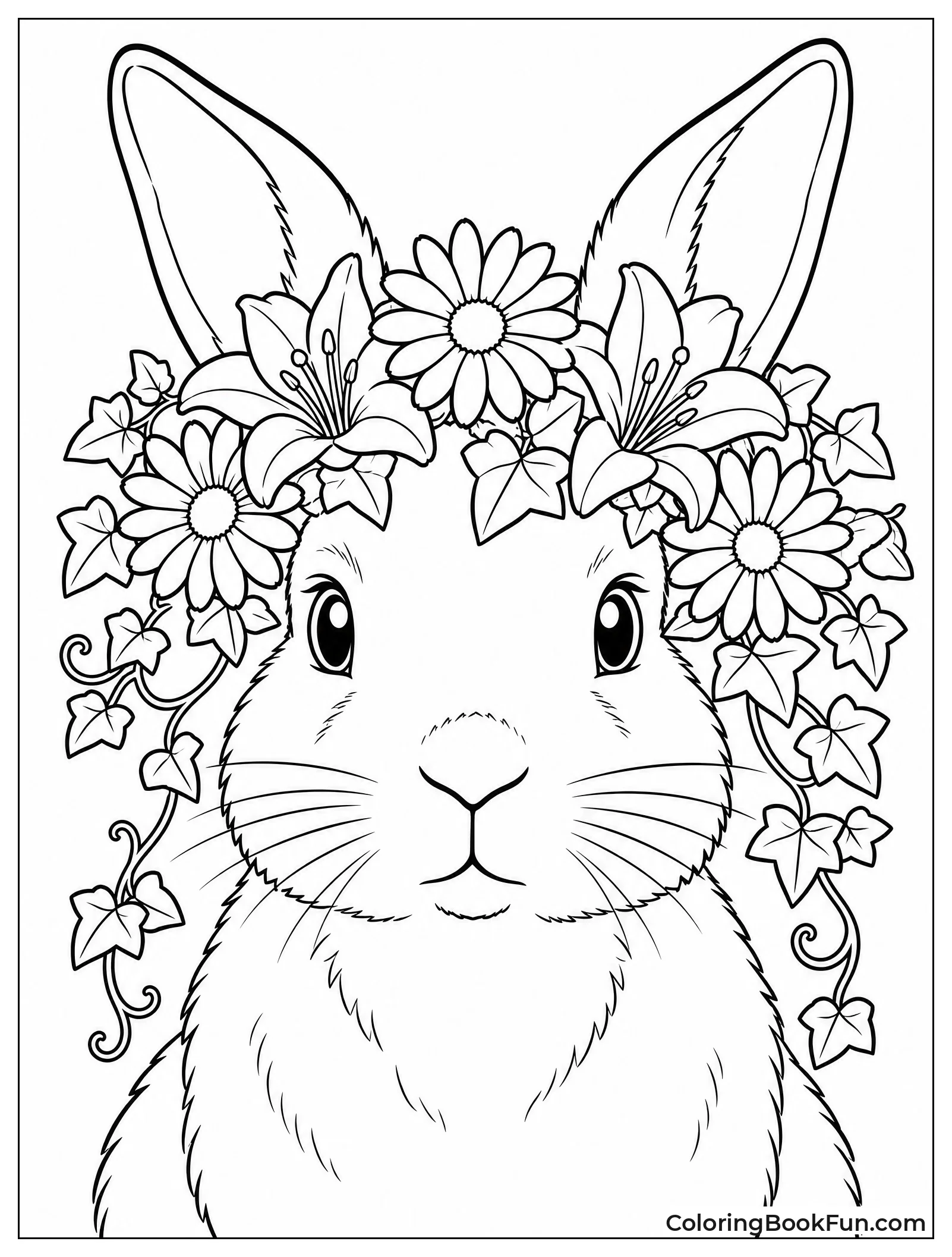 Bunny Wearing Crown of Flowers