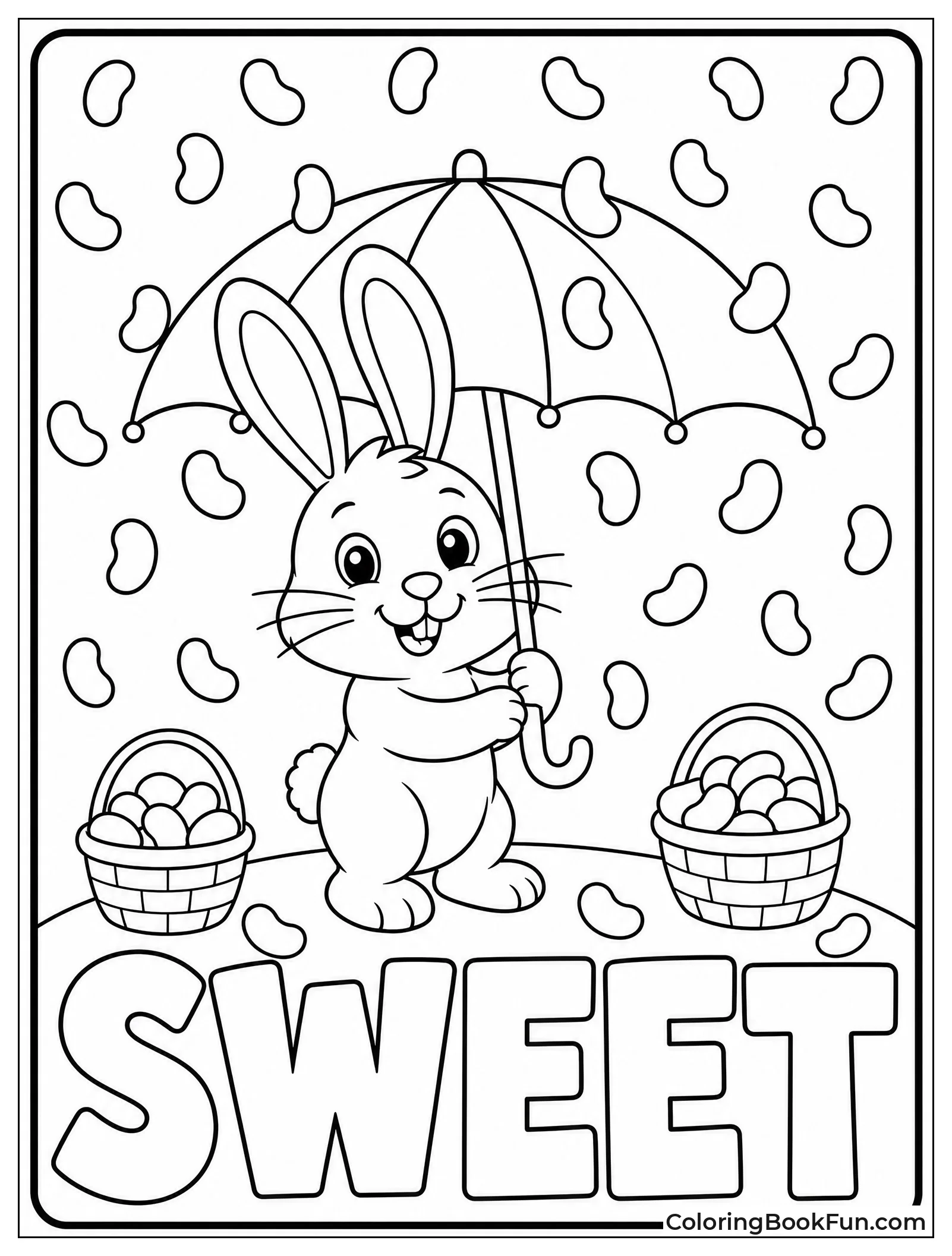 Bunny Holding Umbrella in Rain