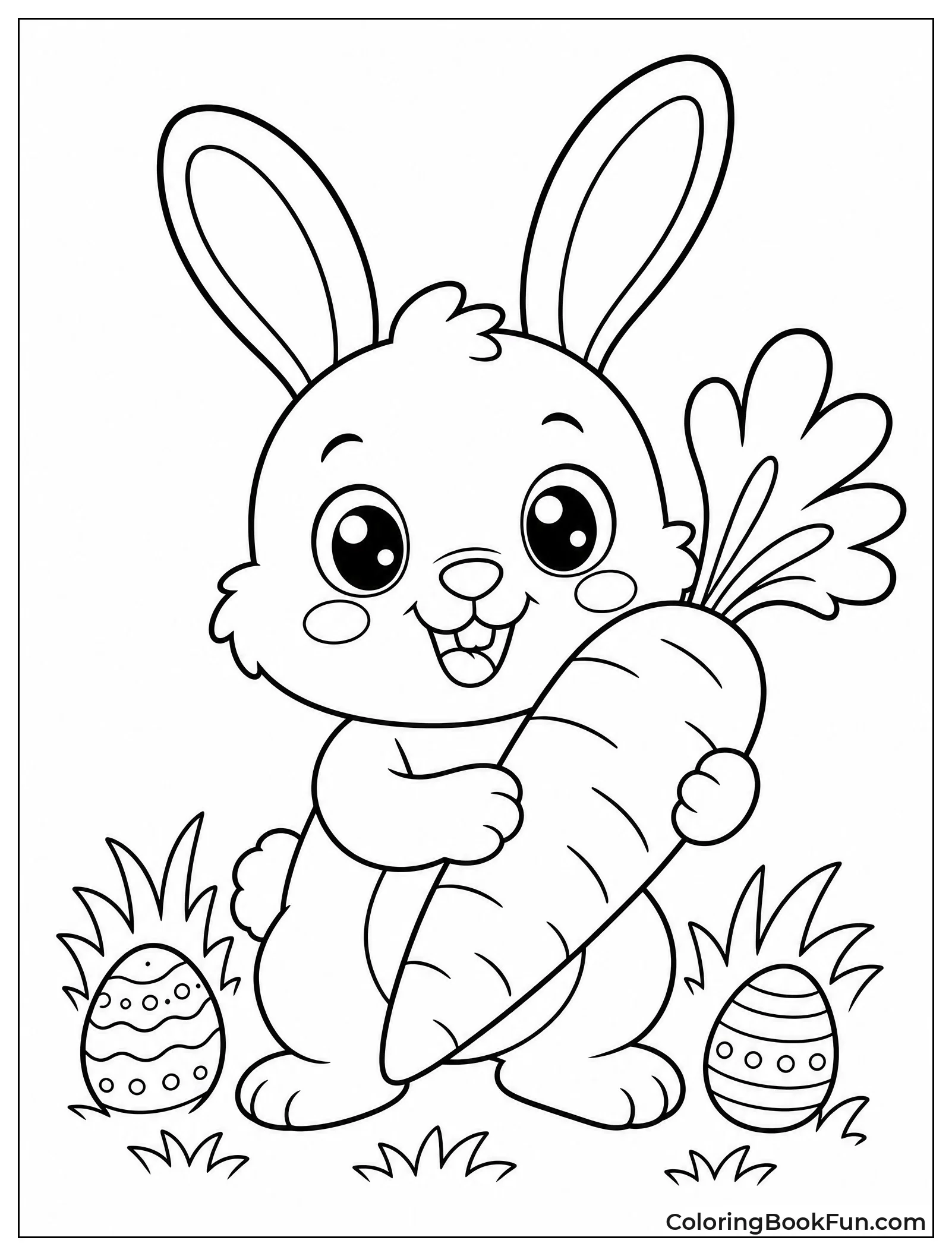 Kawaii Bunny Holding Big Carrot
