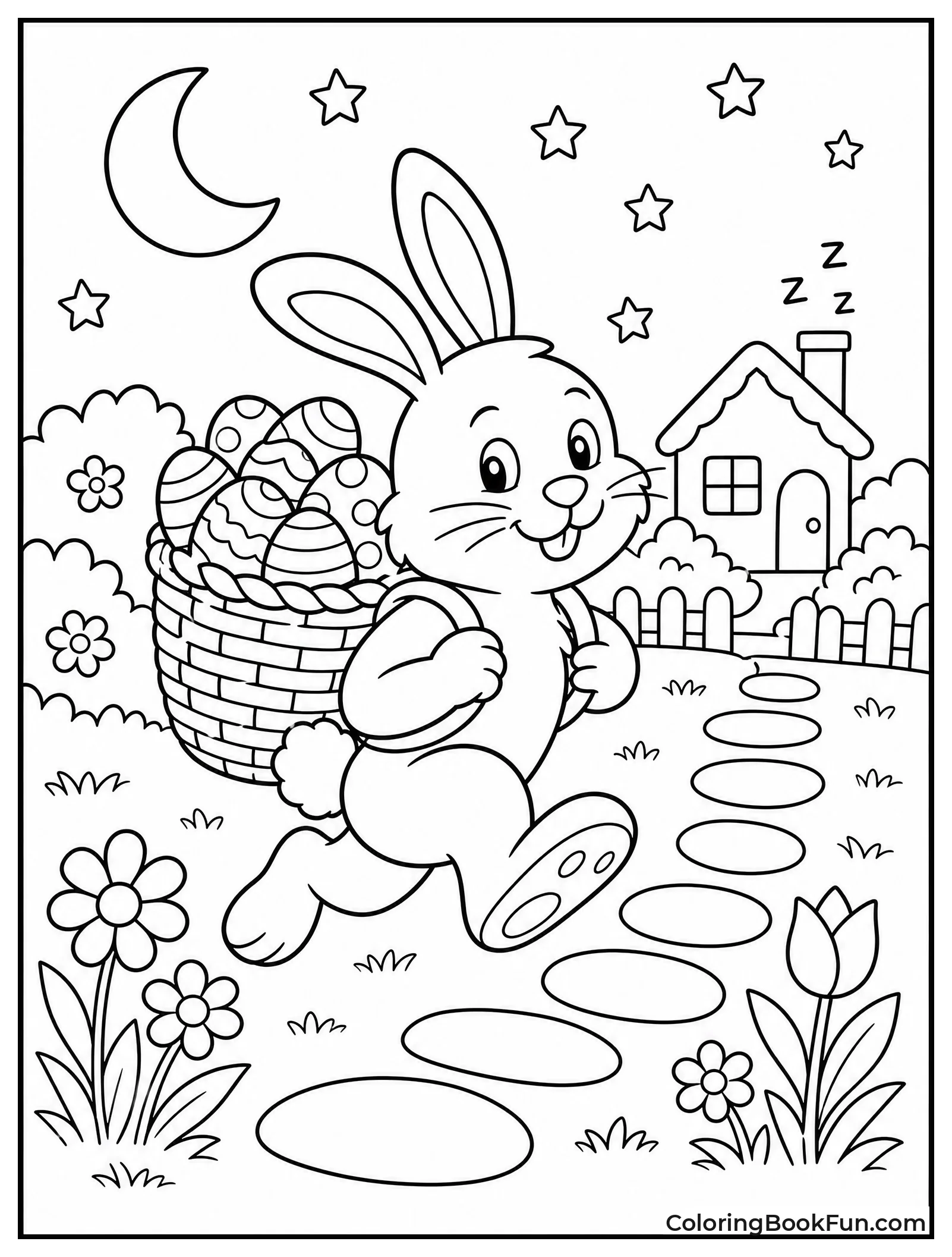 Silhouette Bunny Delivering Eggs