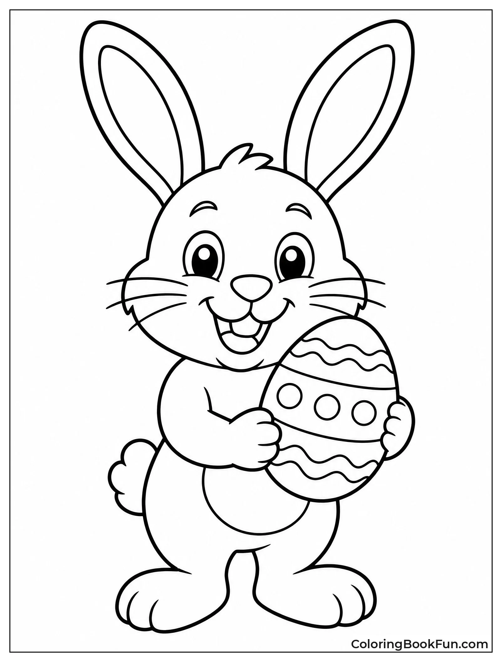 Simple Bunny Holding One Egg