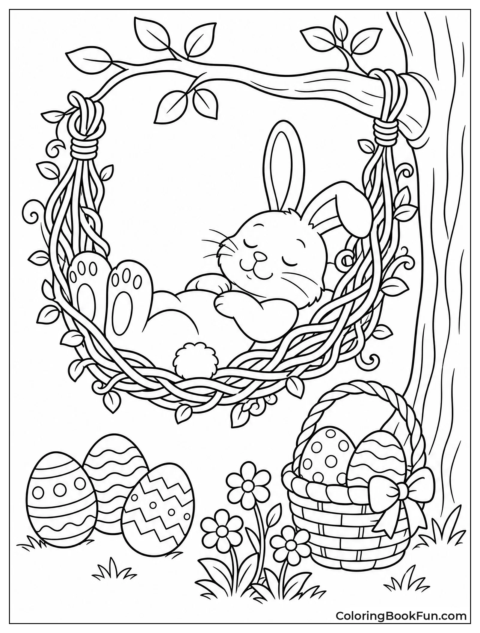 Tired Bunny Napping in Hammock