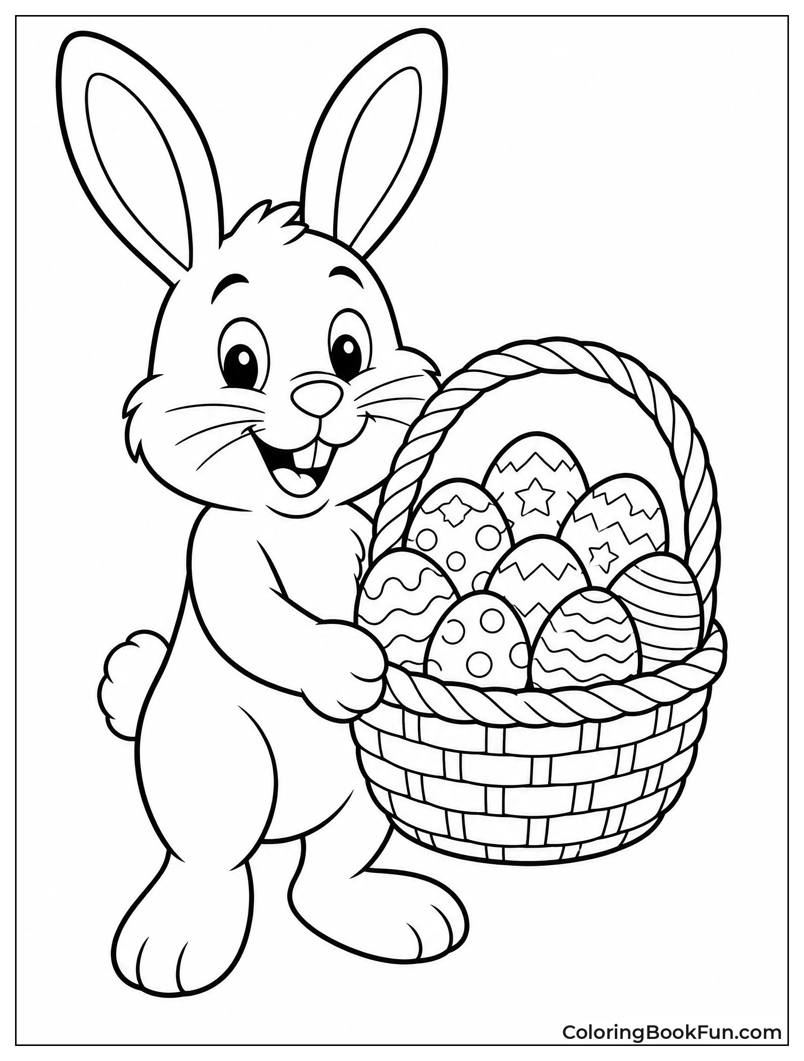 Bunny Holding Basket of Eggs