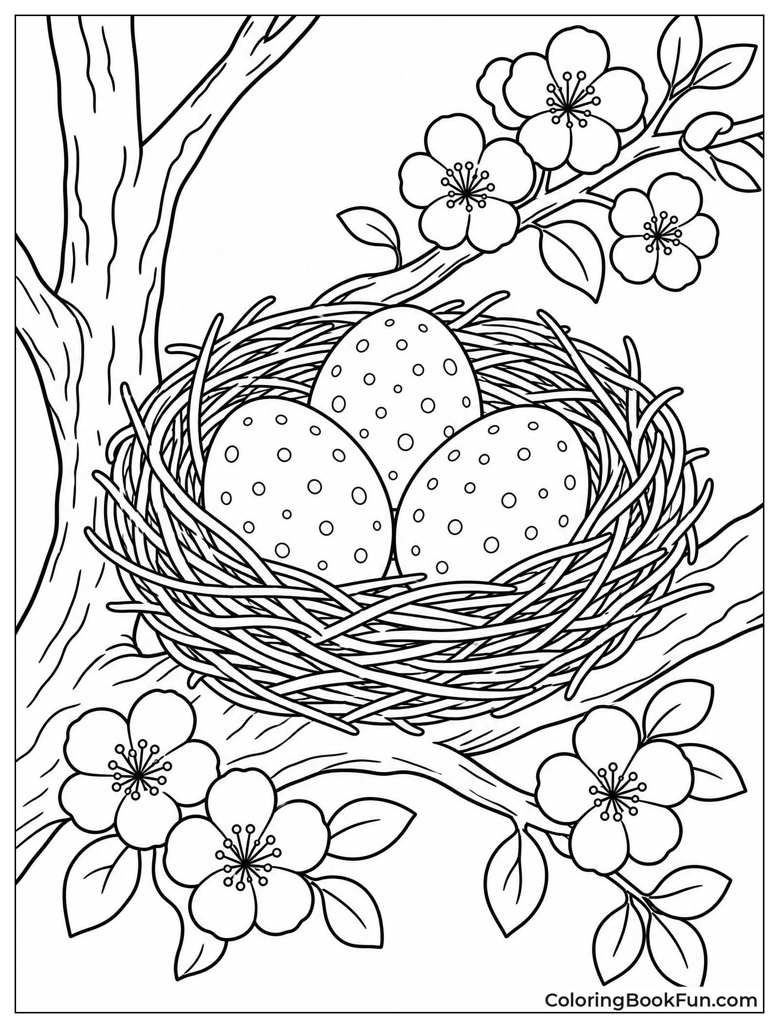Nest Holds Speckled Eggs