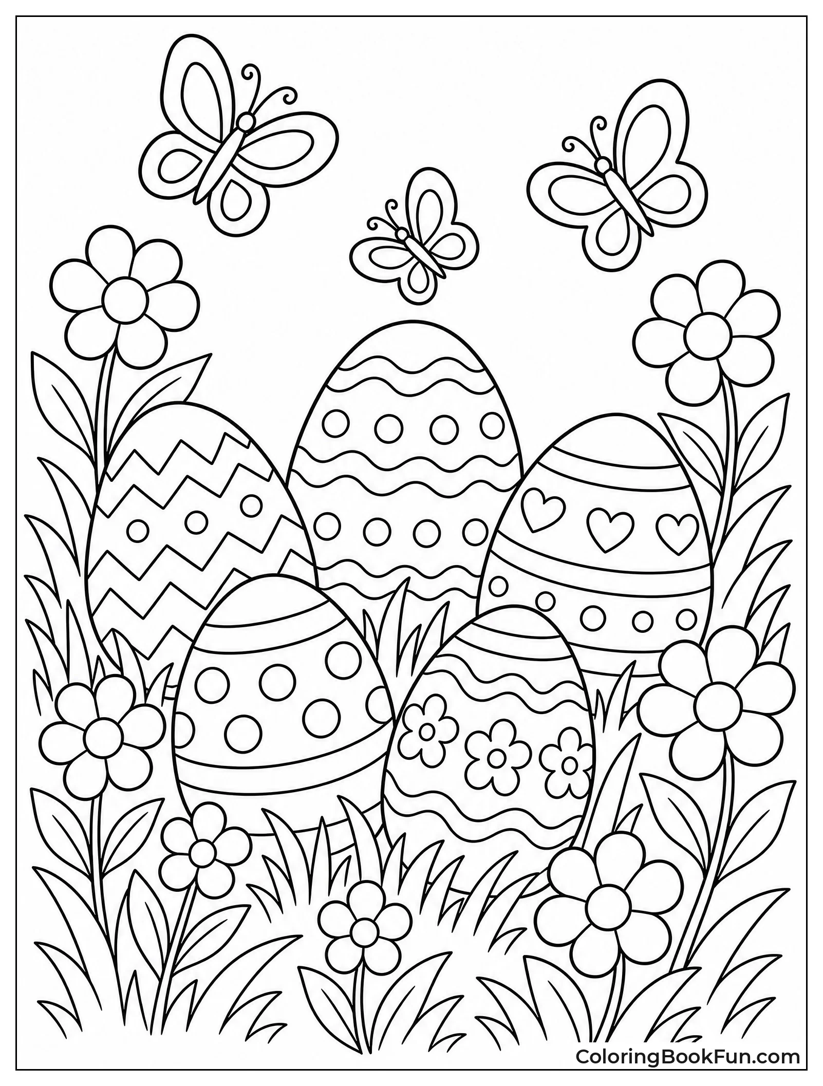 Eggs Sit among Flowers