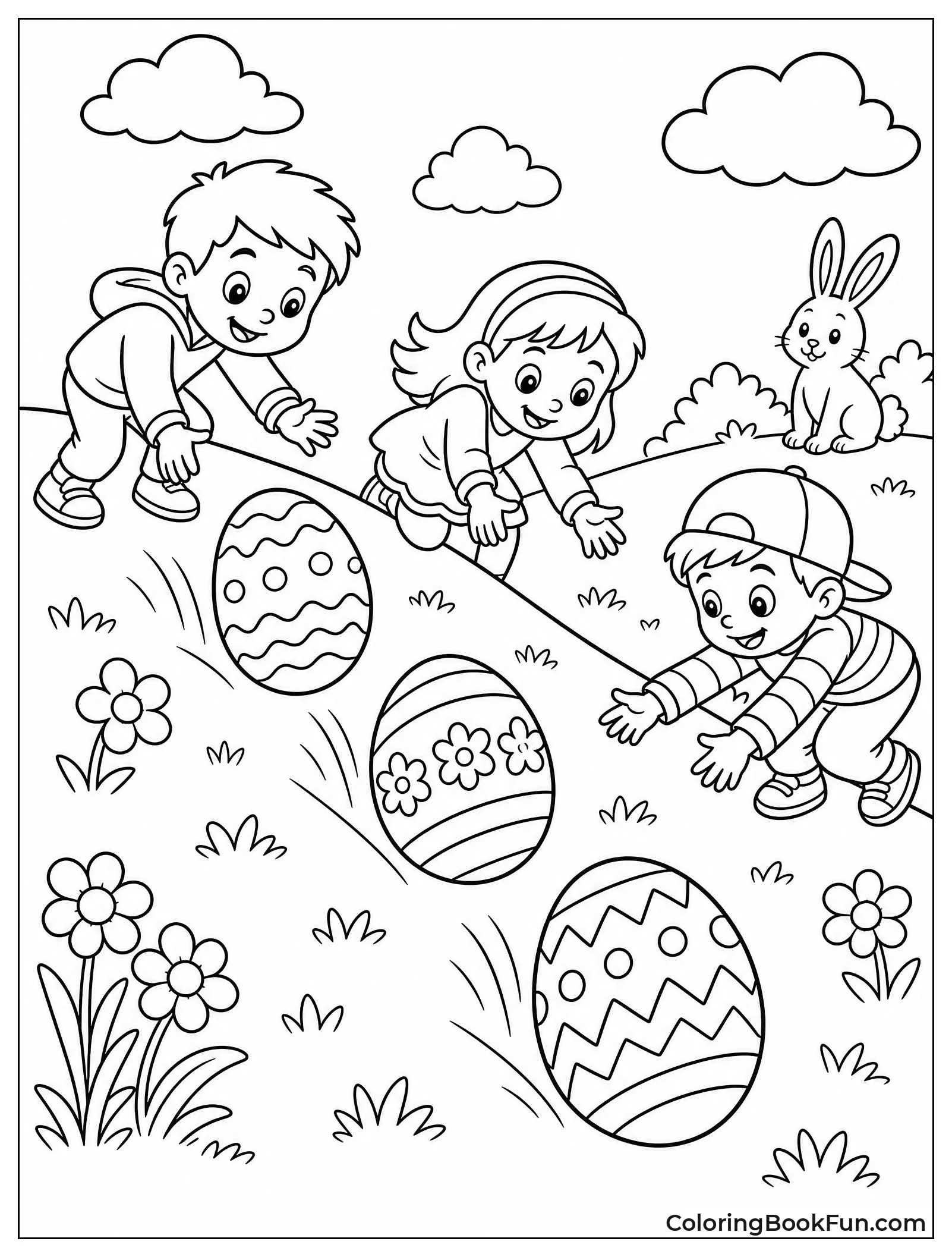 Kids Rolling Eggs down Hill