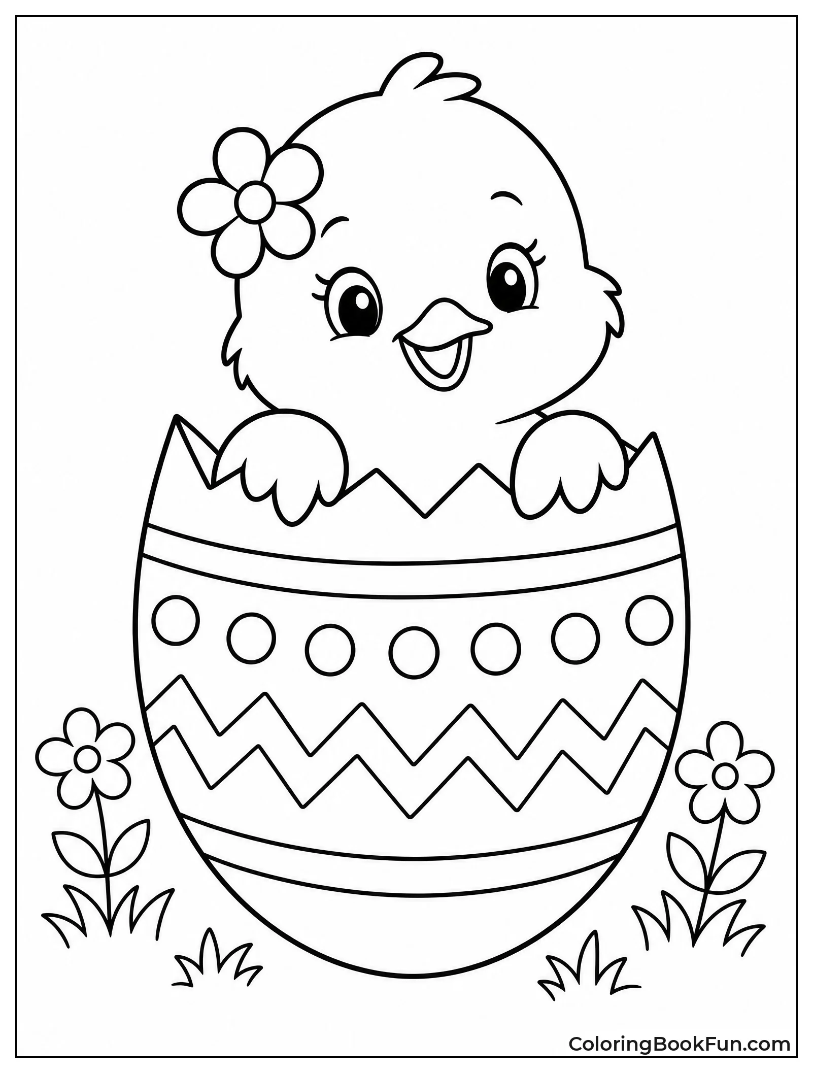 Chick Peeks from Cracked Egg