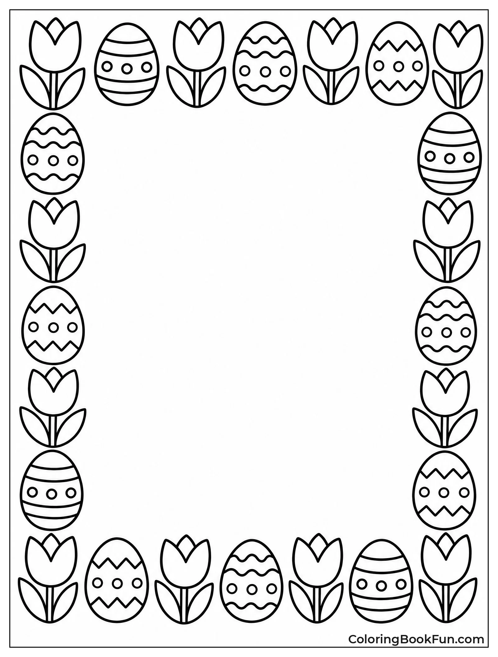 Border of Eggs and Tulips