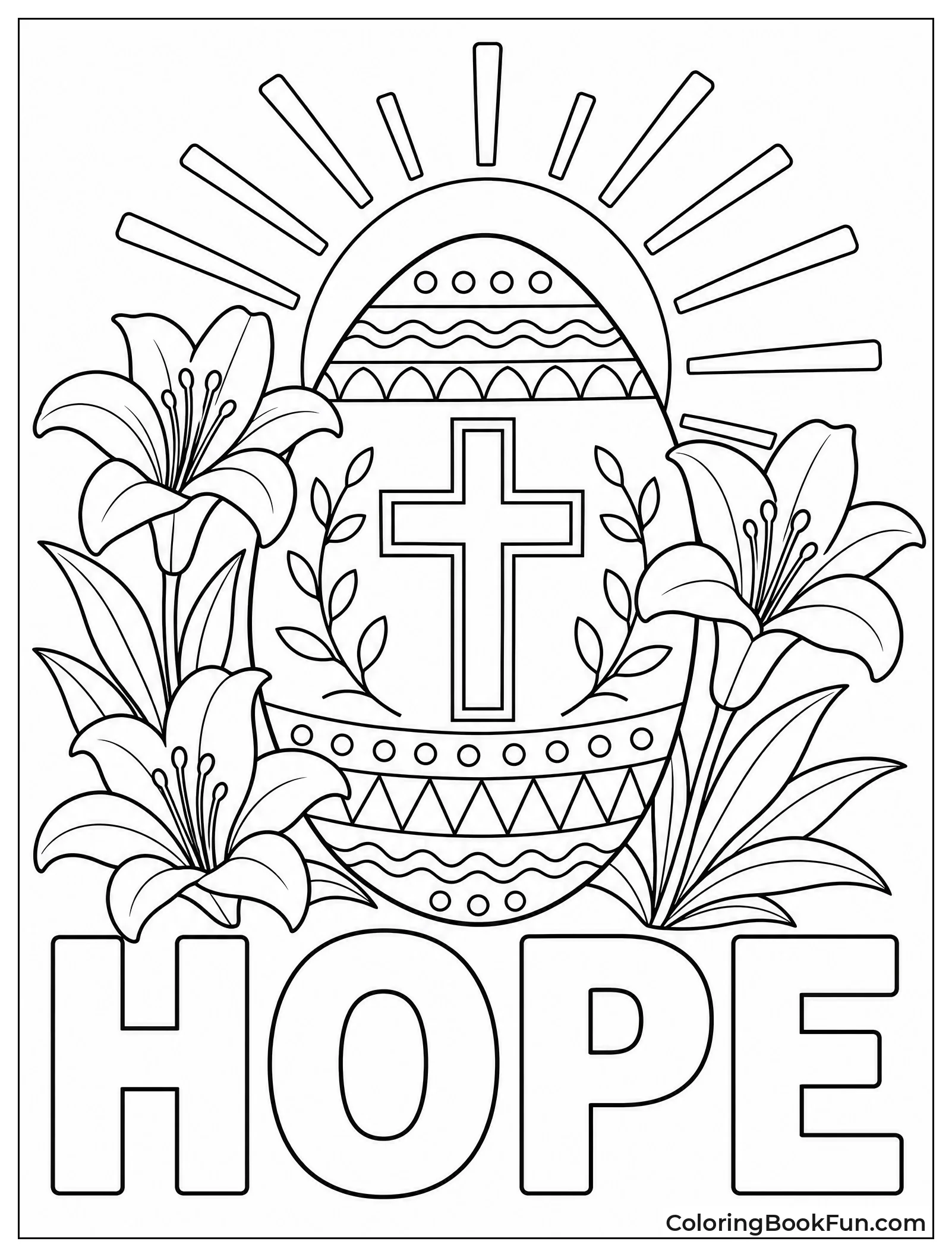 Egg Shows Cross and Lilies