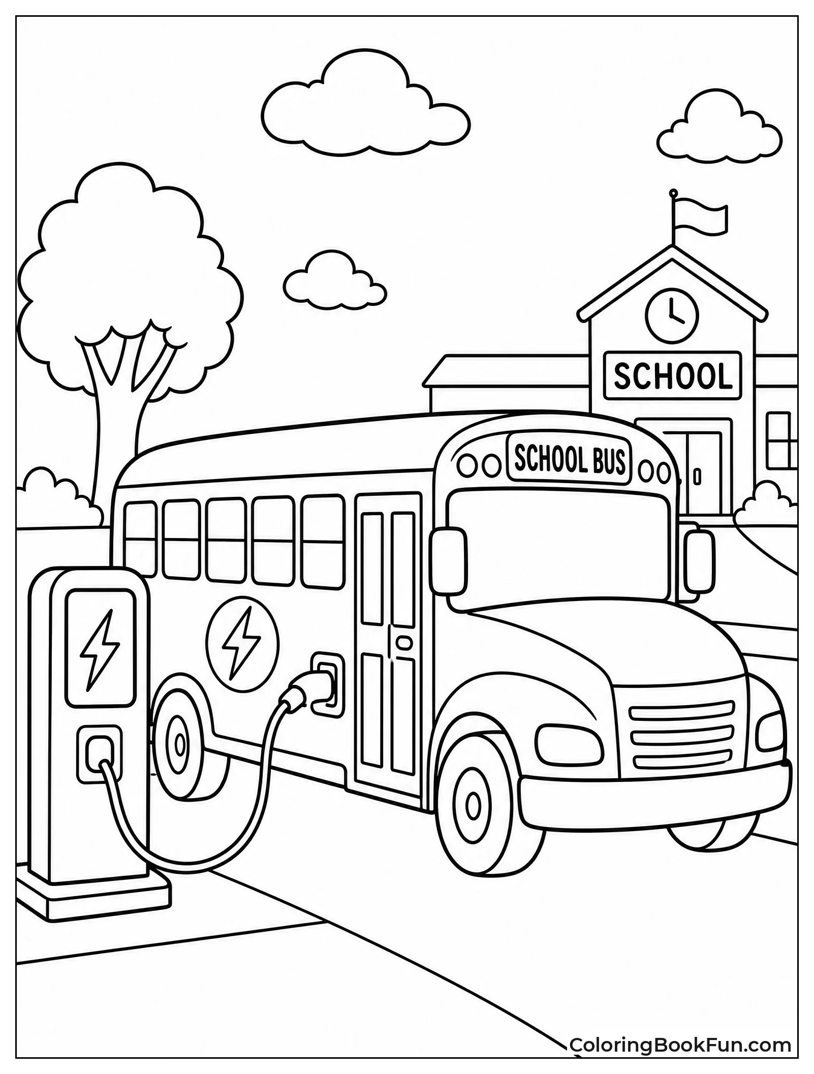 Electric Bus Charges at Station