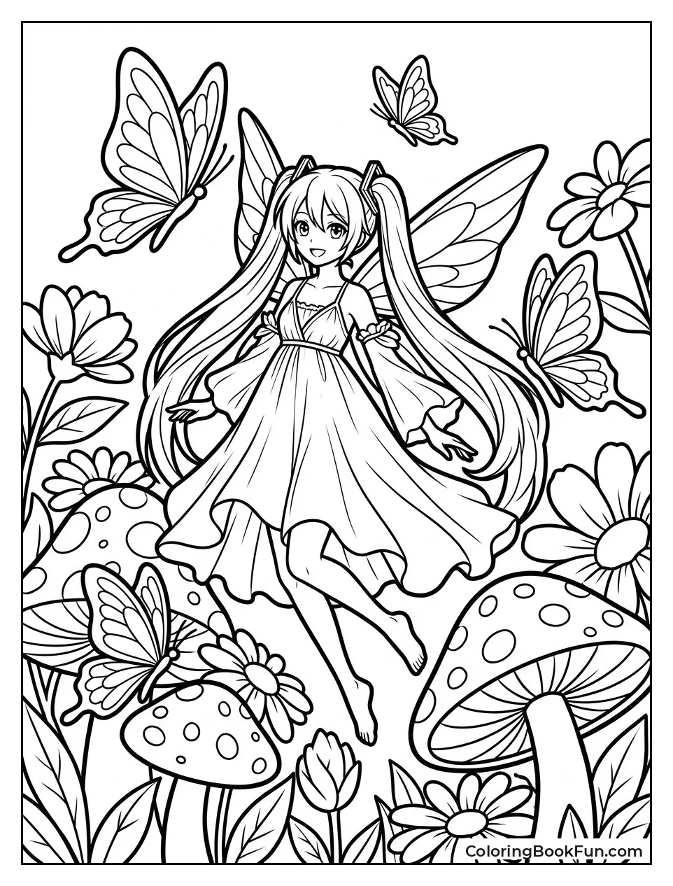 Fairy Miku Stands in Garden
