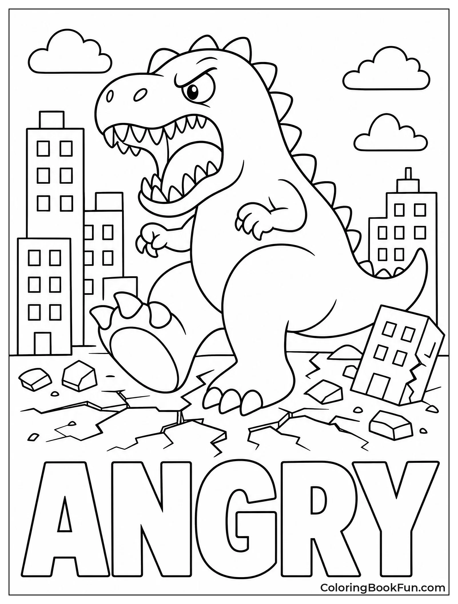 Angry Dinosaur Stomping Through City