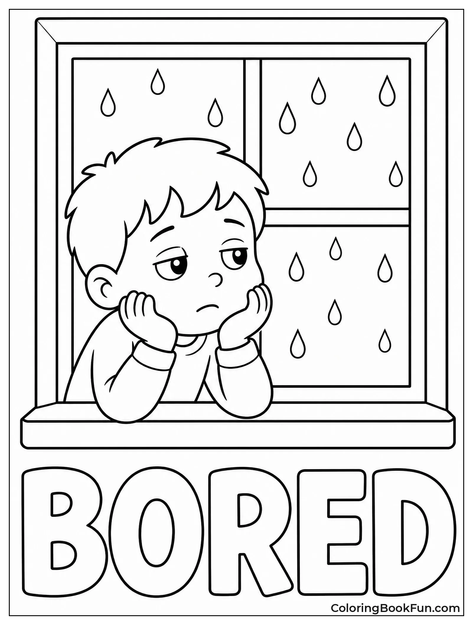 Bored Child Watching Rainy Day