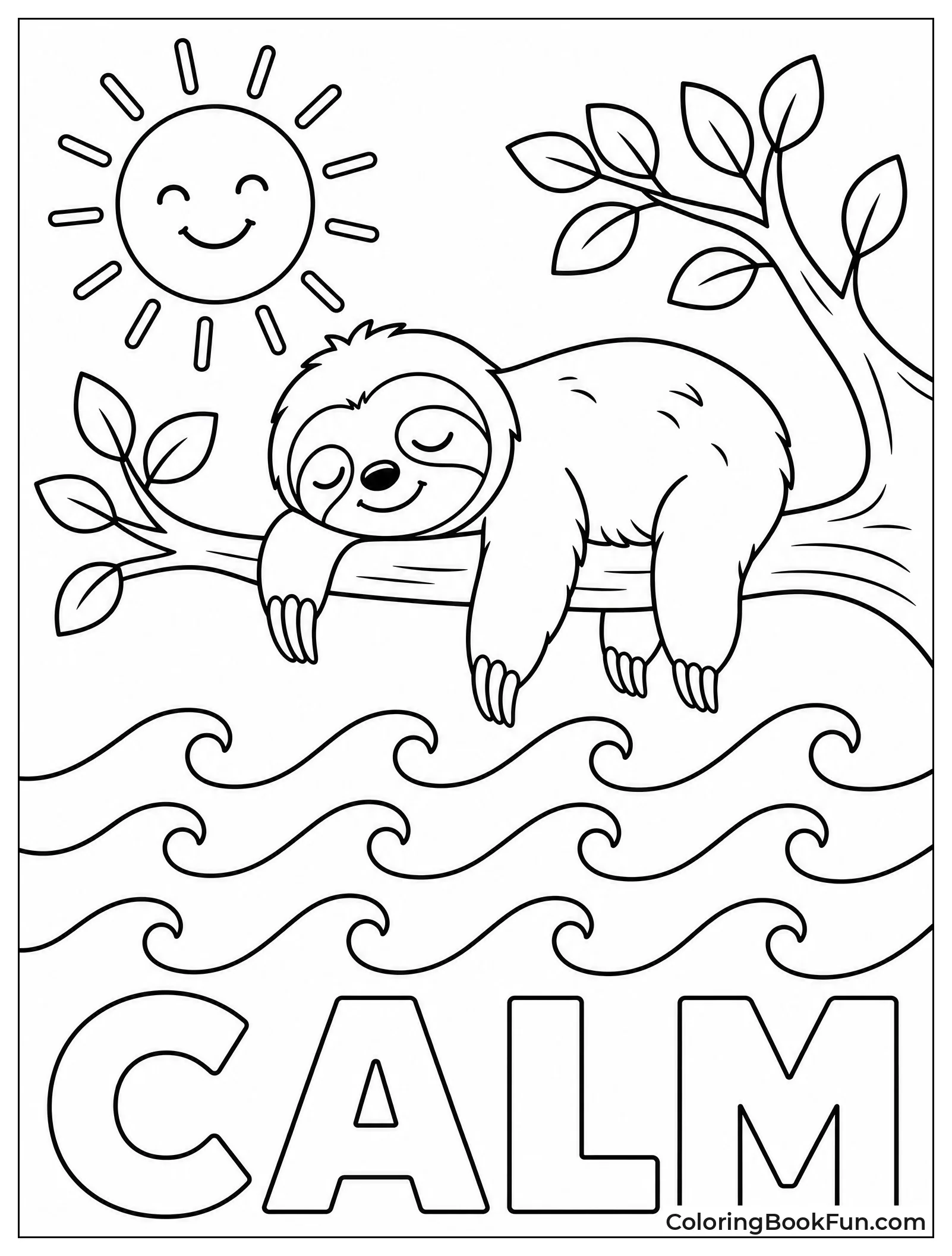 Calm Sloth Sleeping by Waves