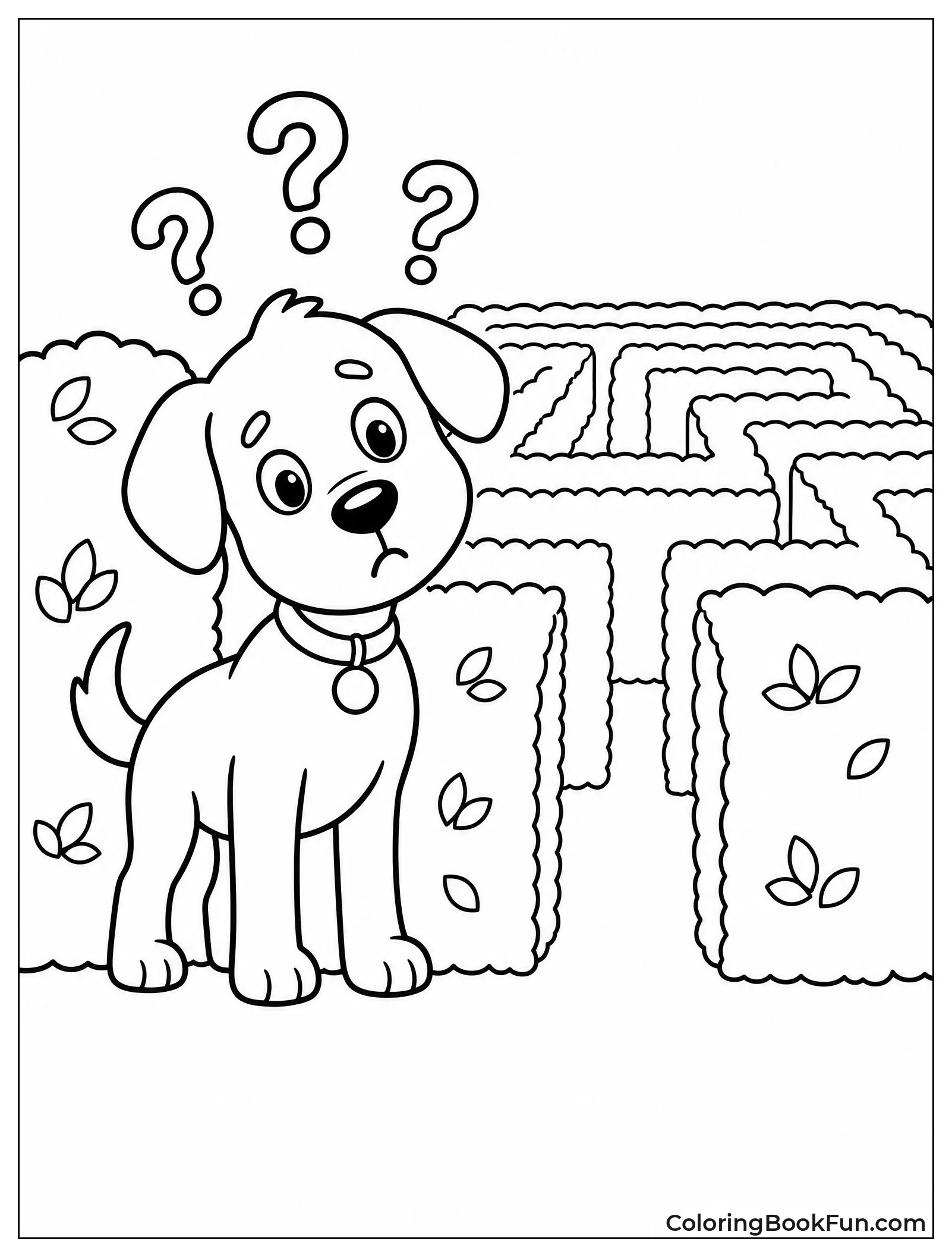 Confused Dog at Maze Entrance