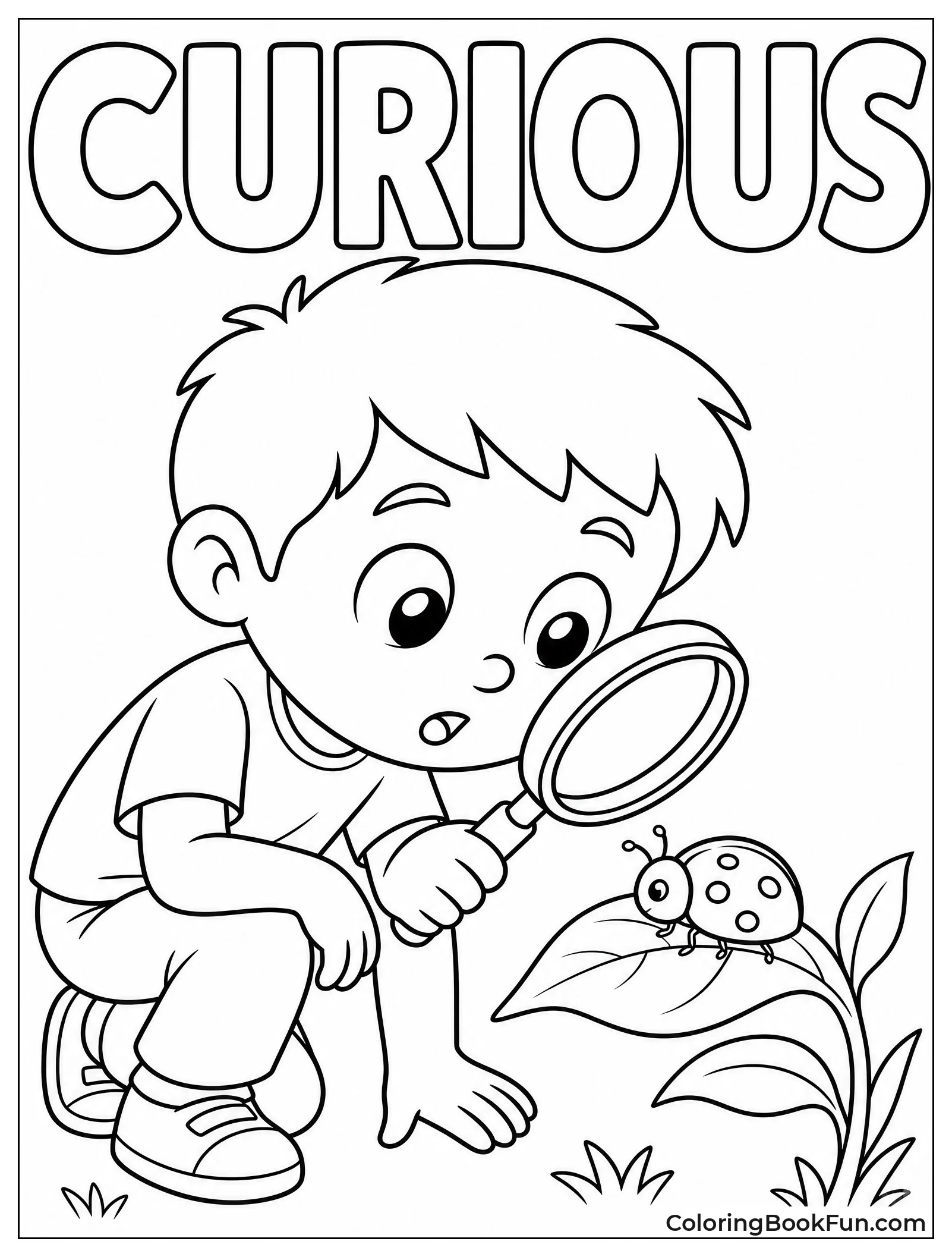 Curious Child Using Magnifying Glass