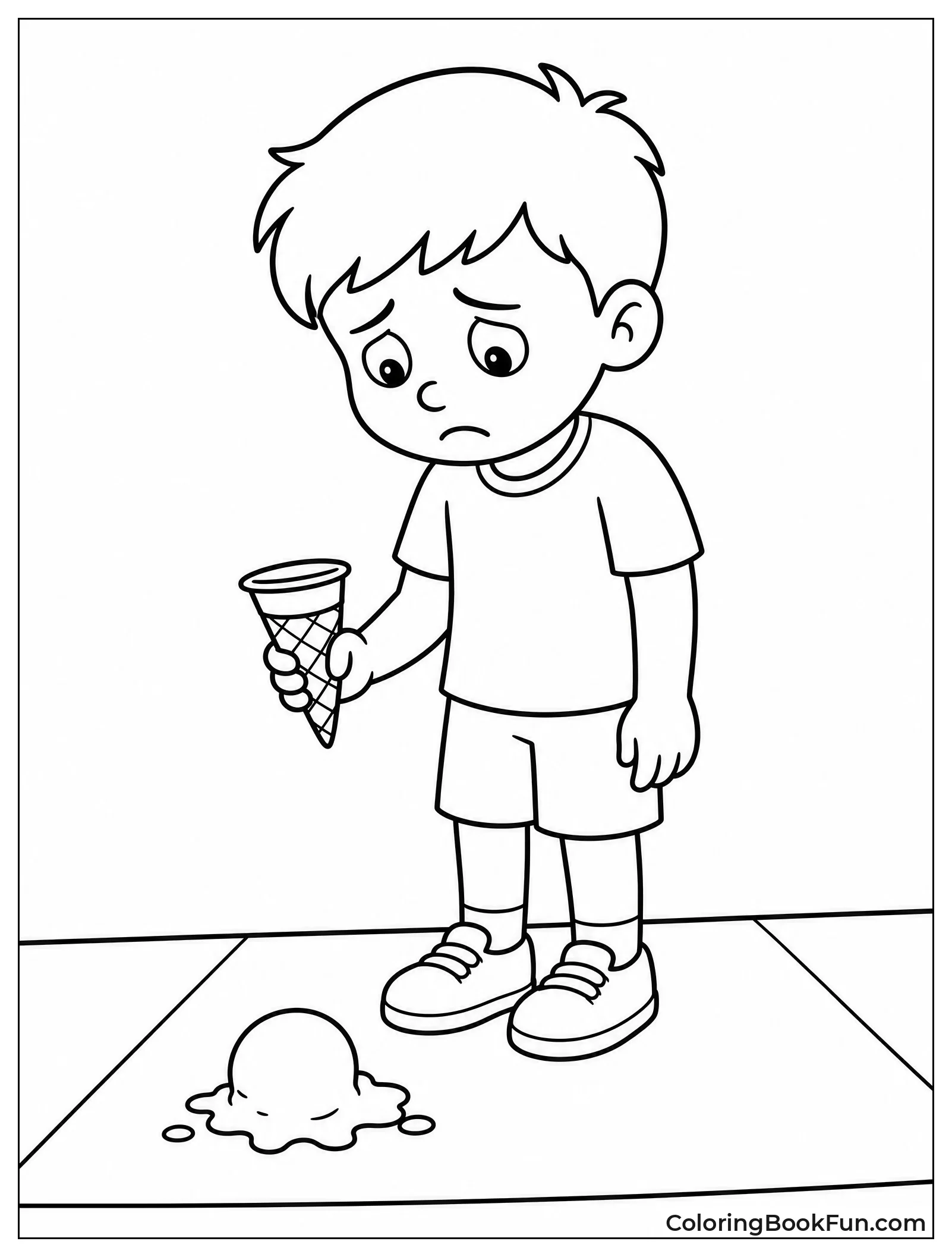 Child Sad After Dropping Ice Cream