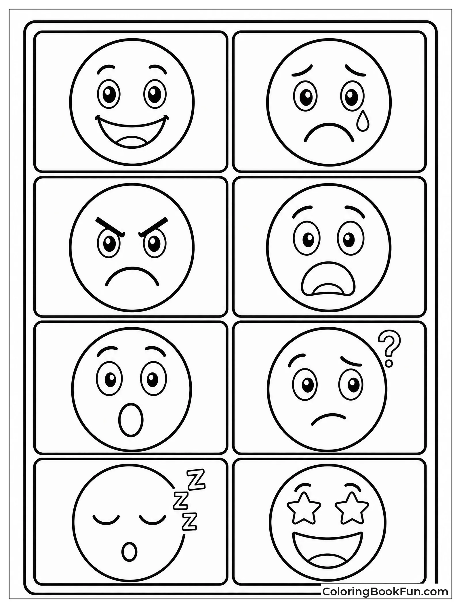 Grid of Feeling Emoji Faces