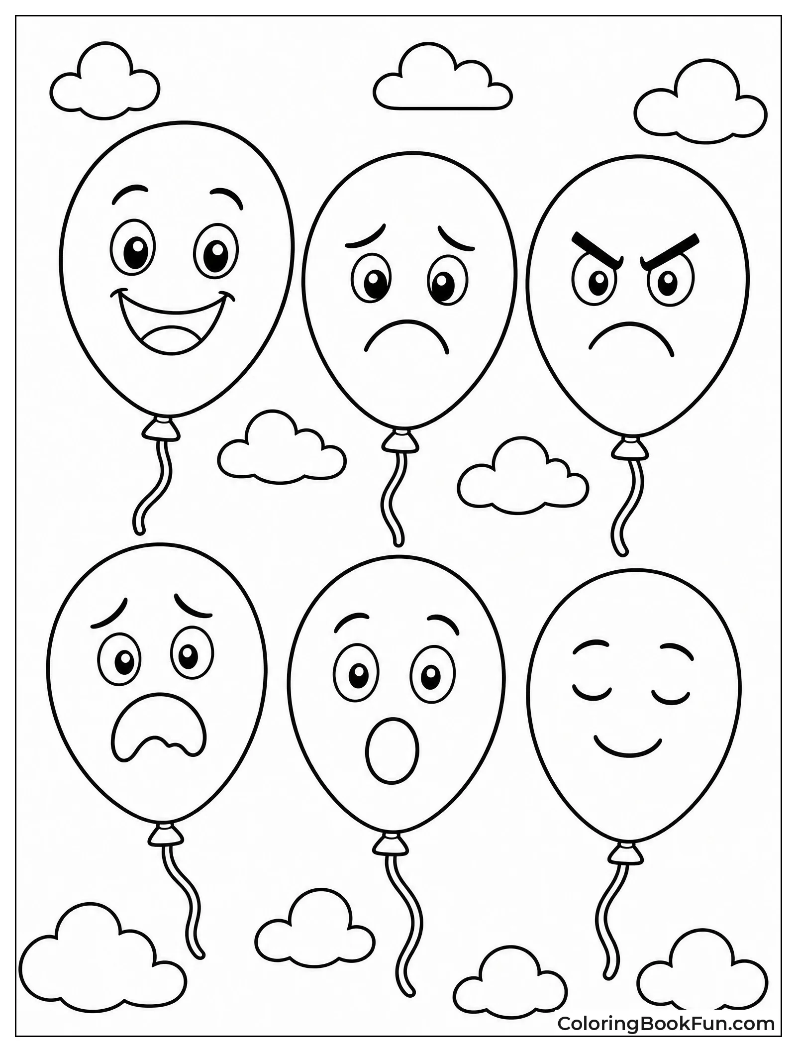 Balloons with Different Feeling Faces