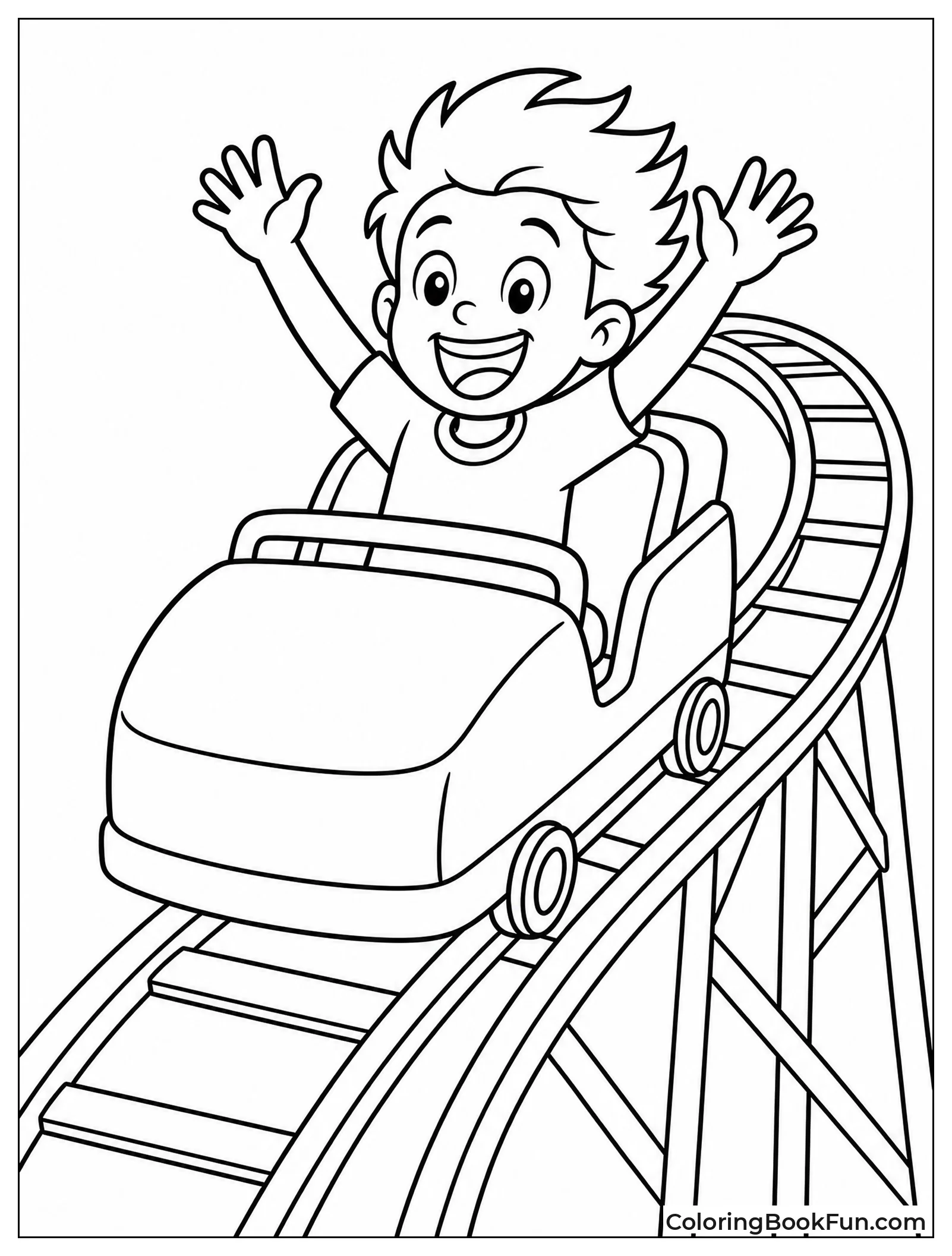 Boy Riding Excited Rollercoaster