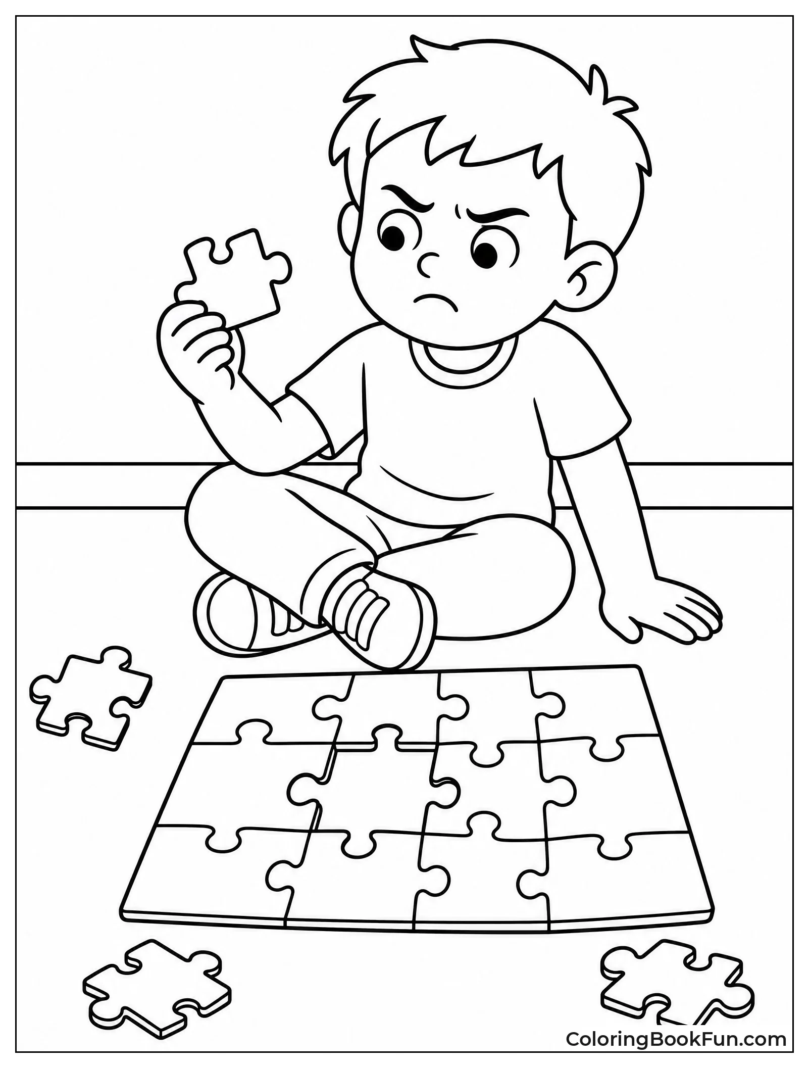 Child Frustrated with Puzzle
