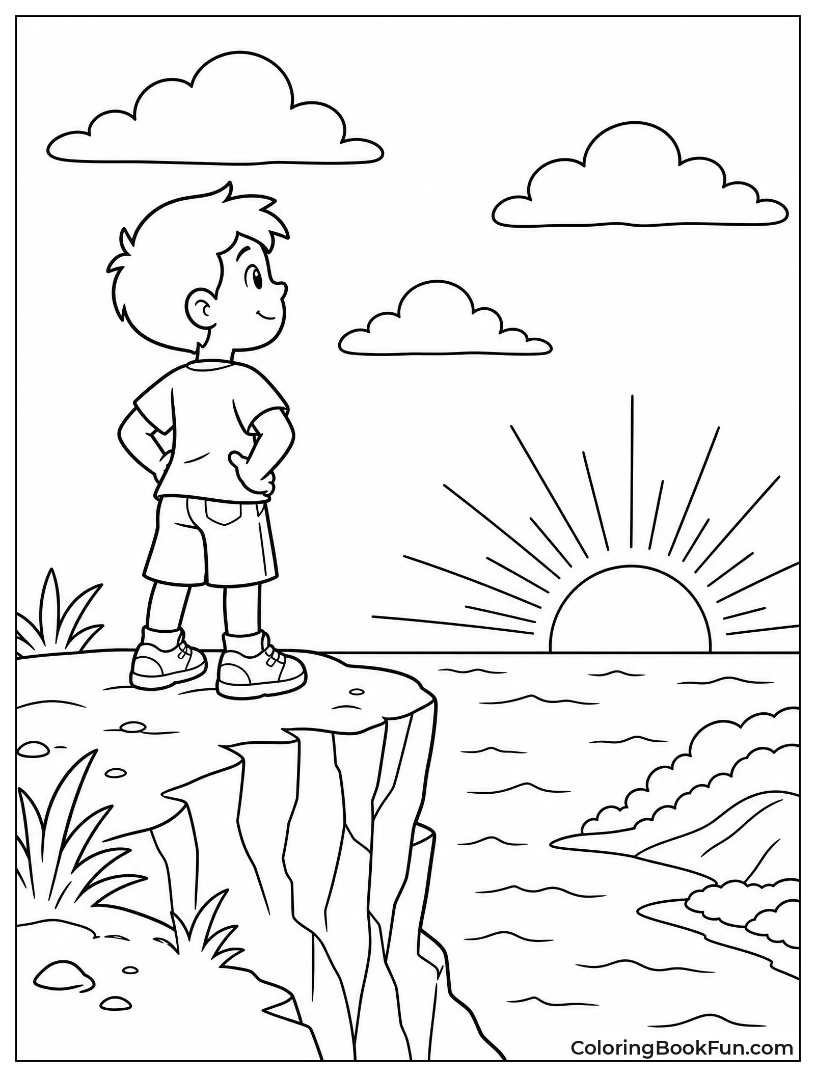 Hopeful Boy on Cliff Edge