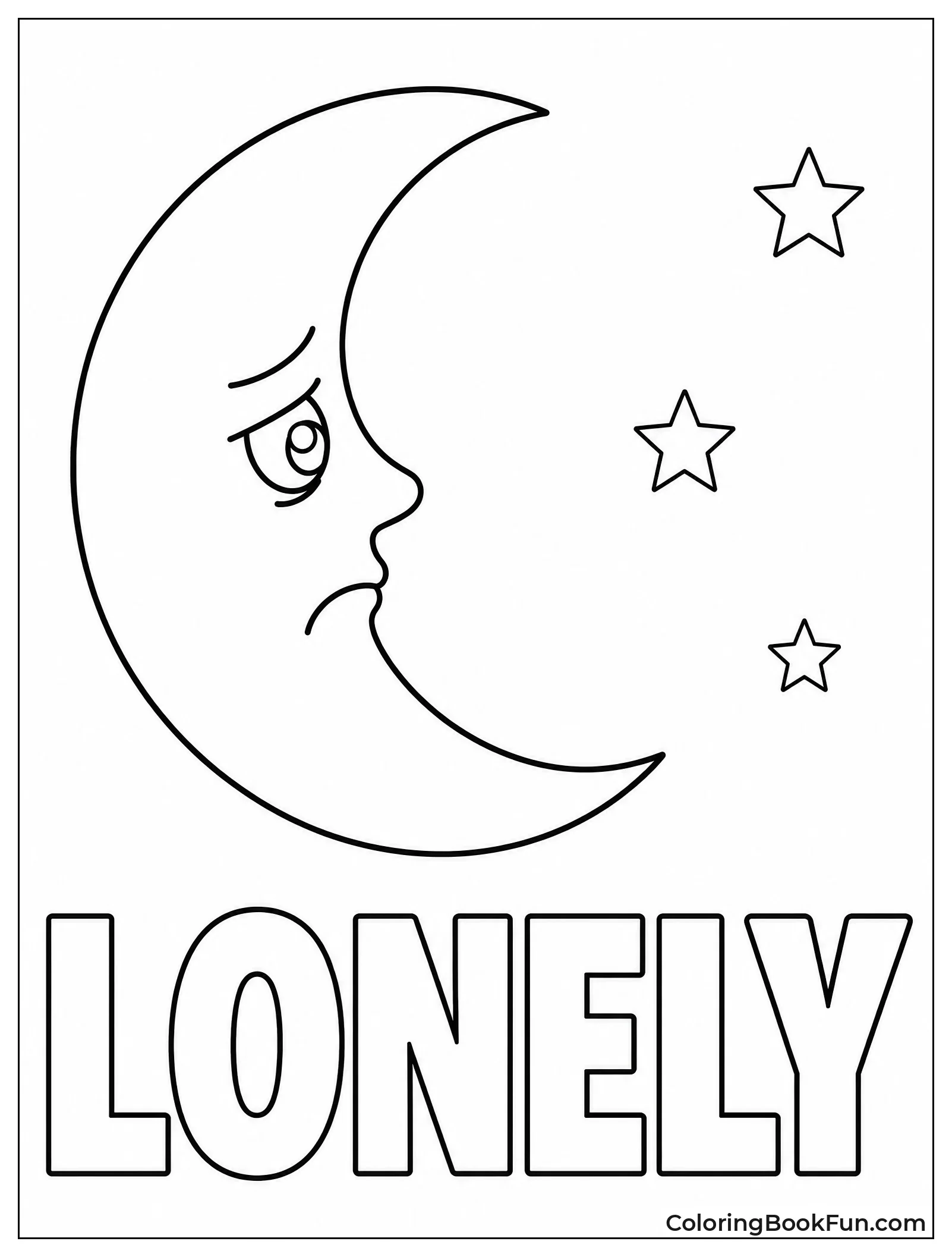 Lonely Crescent Moon in Sky