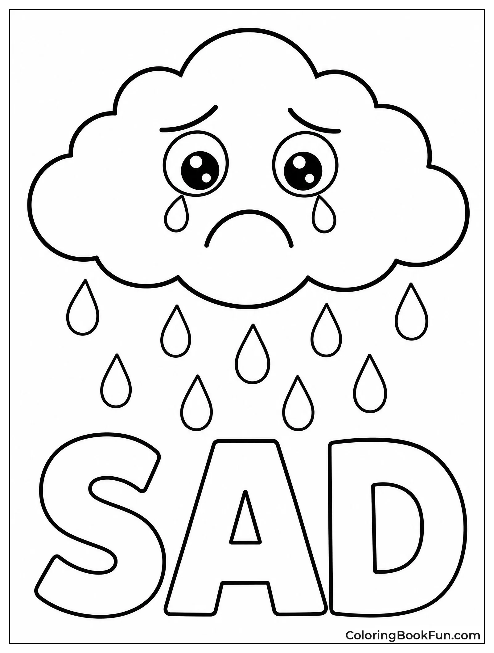 Sad Raincloud Crying Teardrops